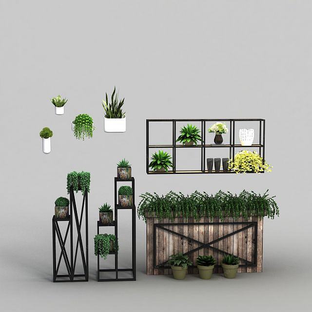 绿植花架盆栽3D模型