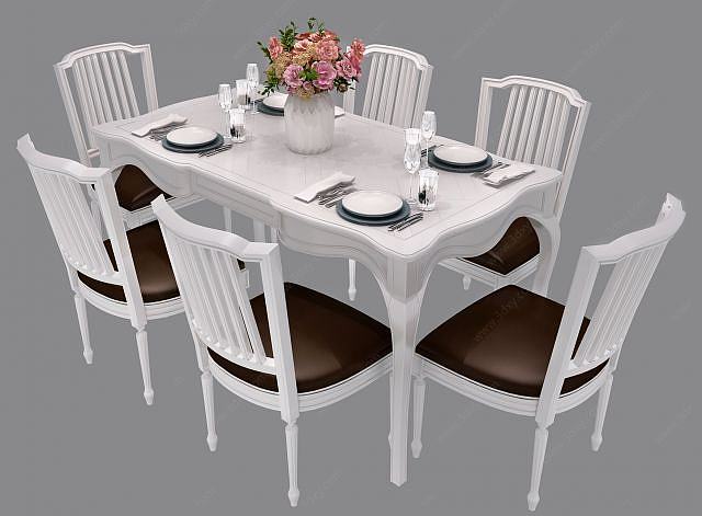 现代北欧餐桌椅组合3D模型