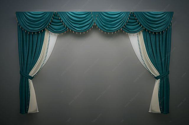 欧式简欧窗帘3D模型