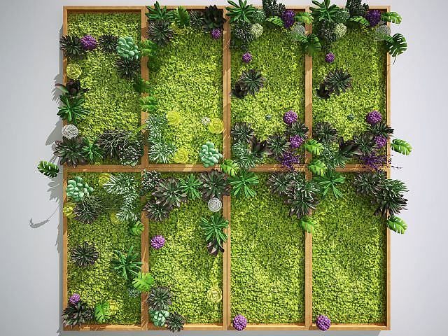 植物墙绿植墙景观墙花卉3D模型