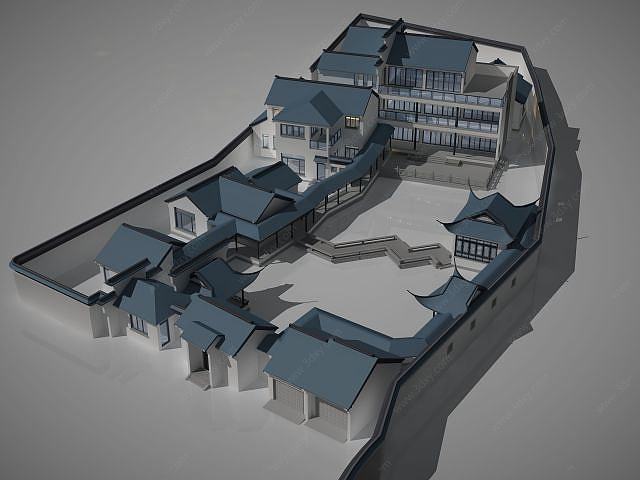 中国古建古建筑院子3D模型