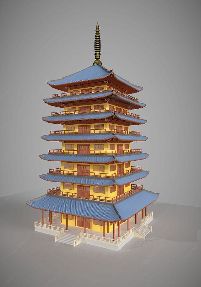 古建筑塔楼外观3D模型