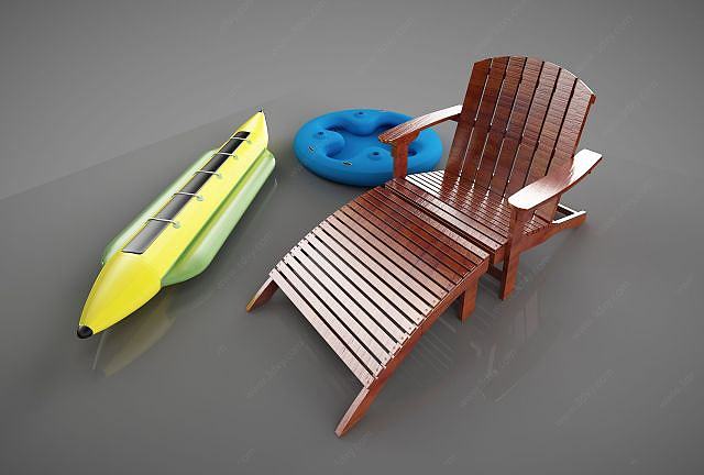 户外沙滩椅子3D模型