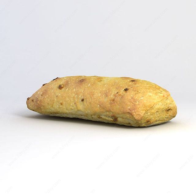 长条葡萄干烤面包3D模型
