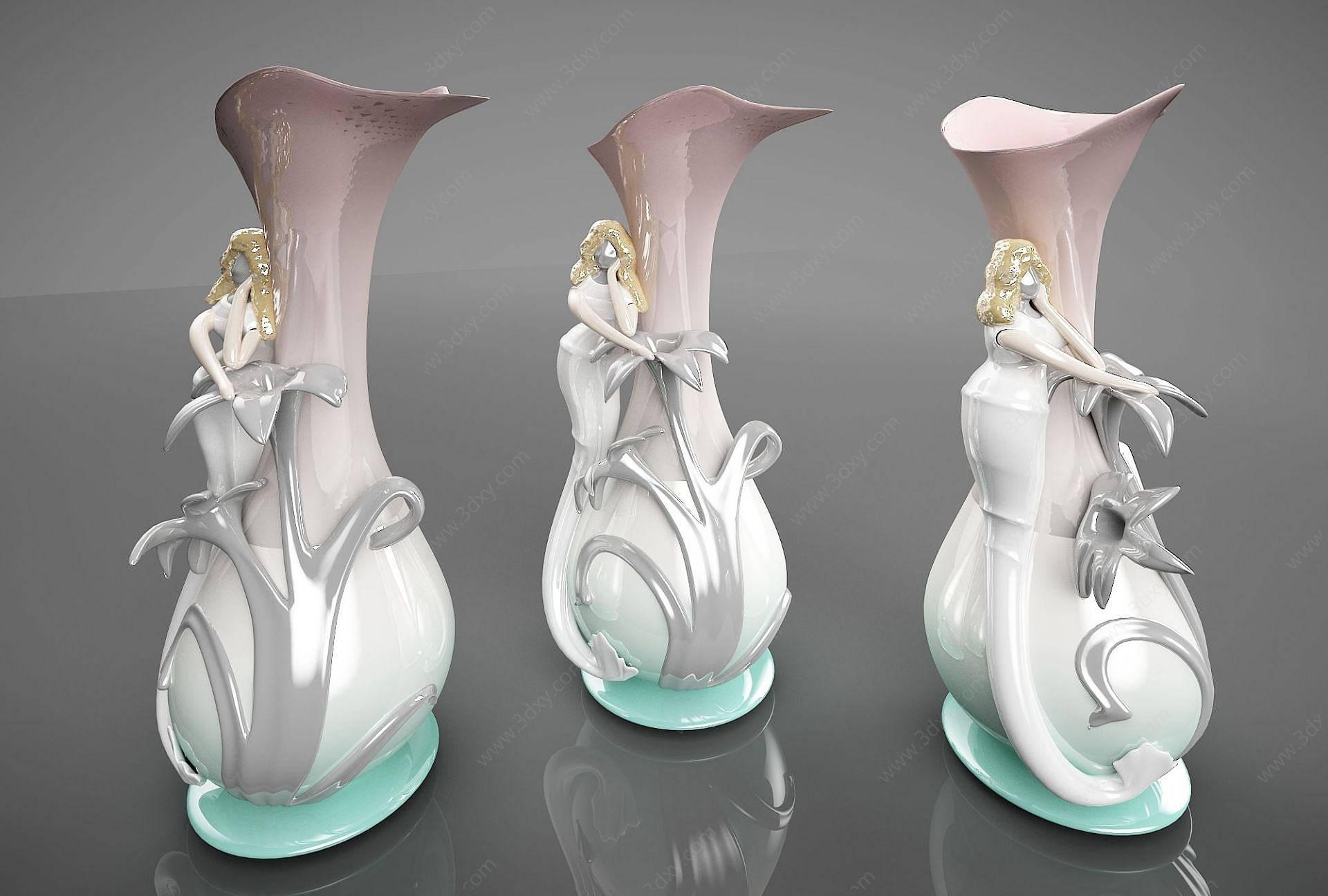 美人鱼花瓶造型摆件3D模型