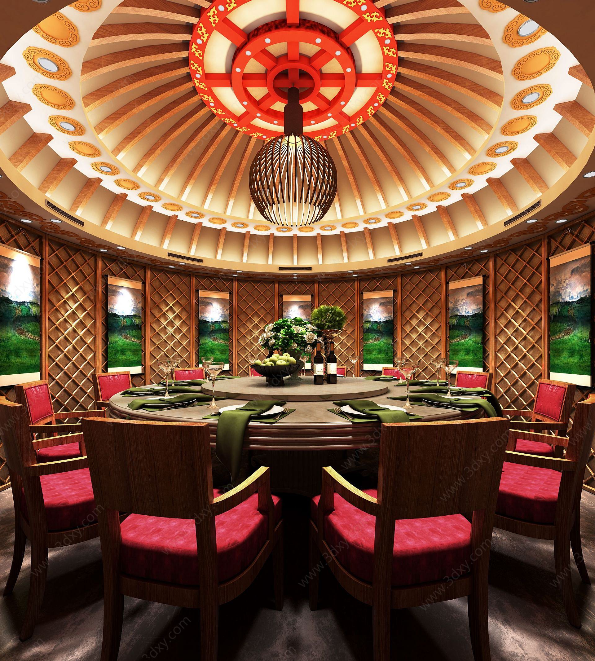 蒙古包餐厅客厅3D模型
