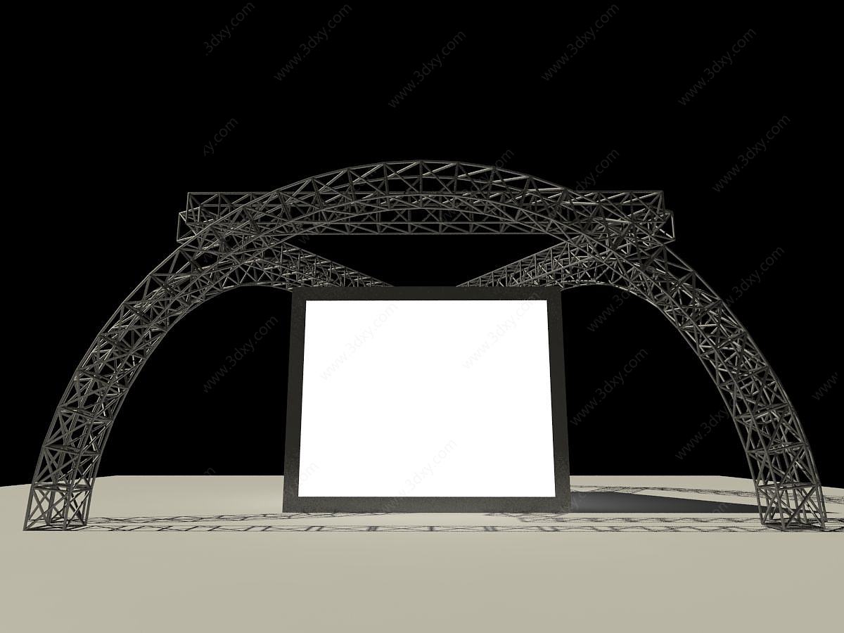 铁艺半圆形展览行架3D模型