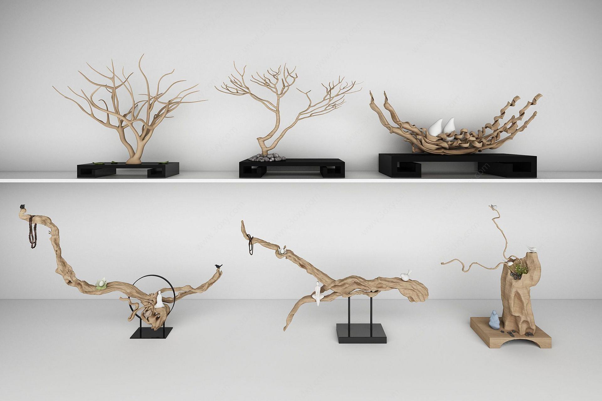木雕树根根雕样品展示3D模型