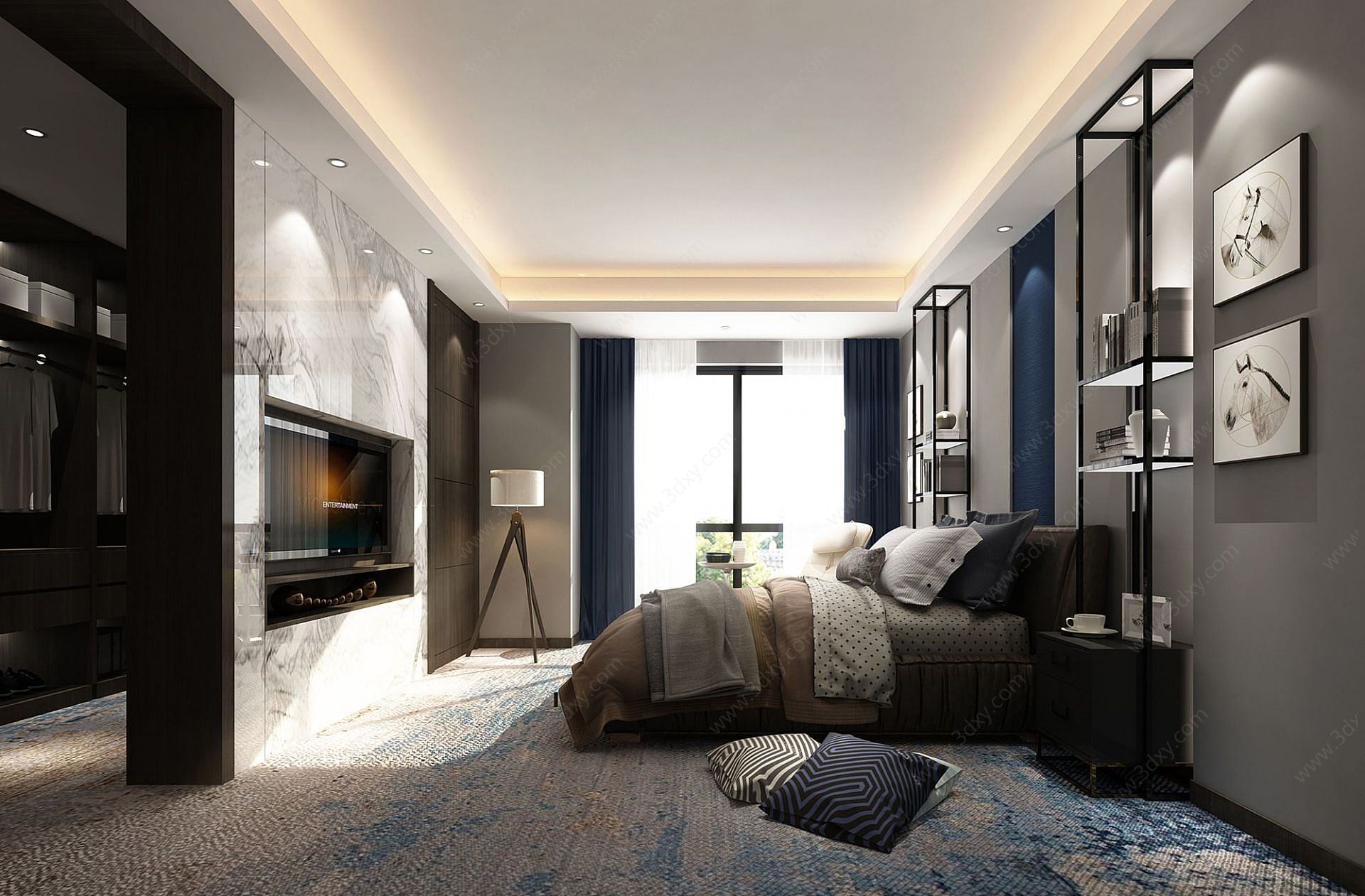 现代设计简约式卧室3D模型