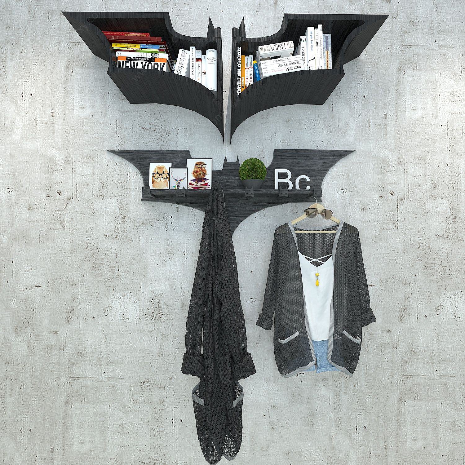 蝙蝠书架衣挂3D模型