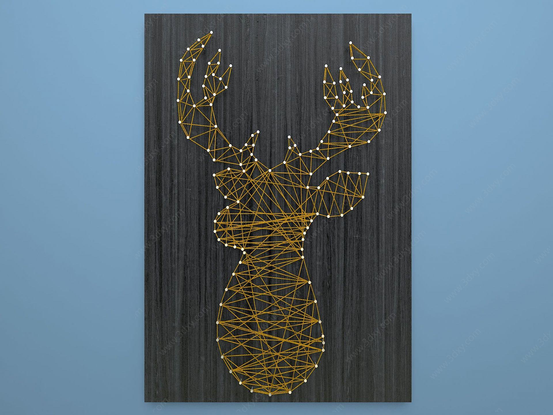 绕线画钉线画墙饰鹿3D模型