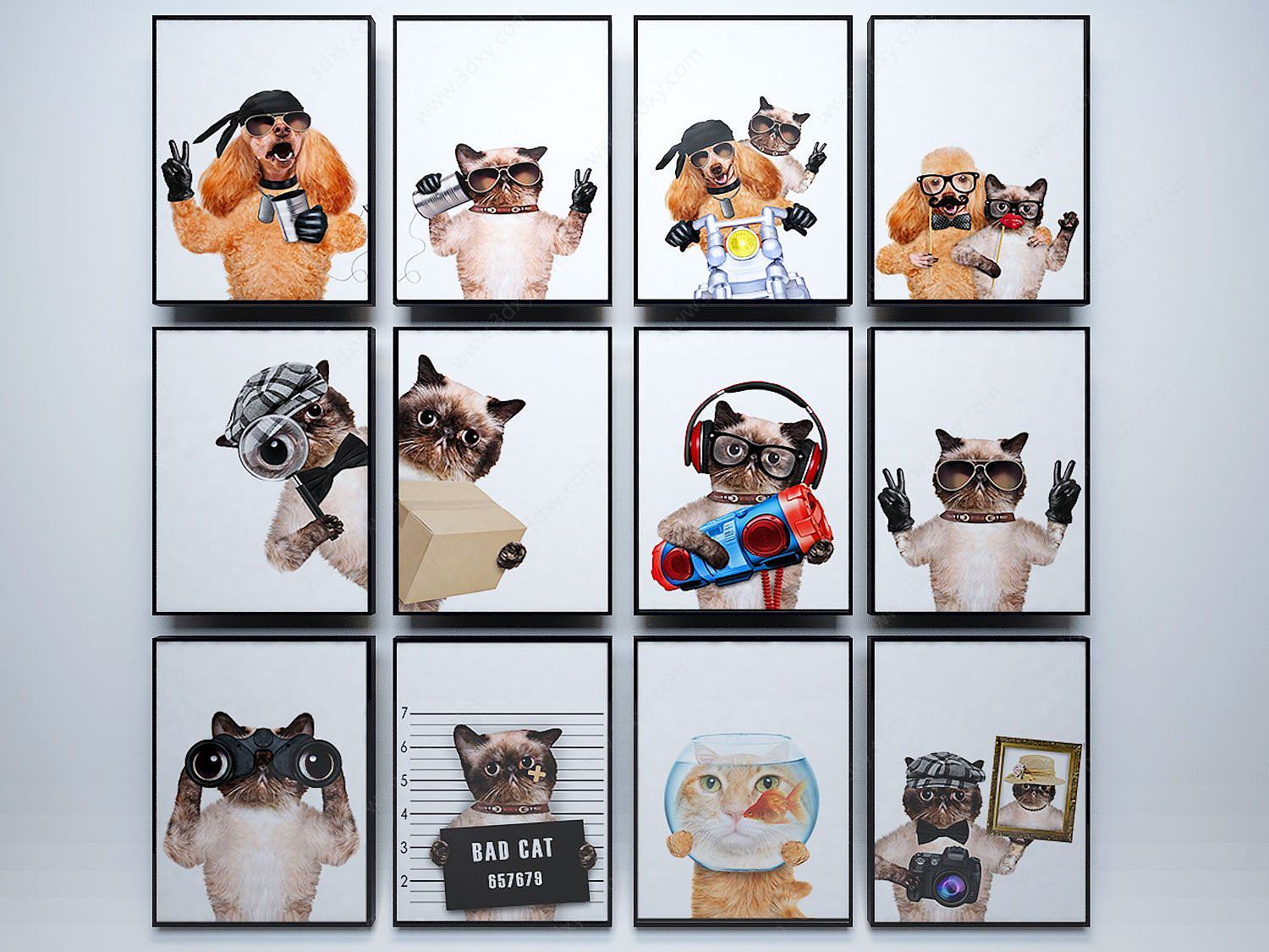 猫狗动物装饰画3D模型
