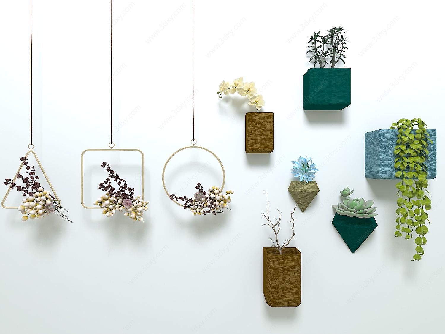 几何金属植物吊饰3D模型