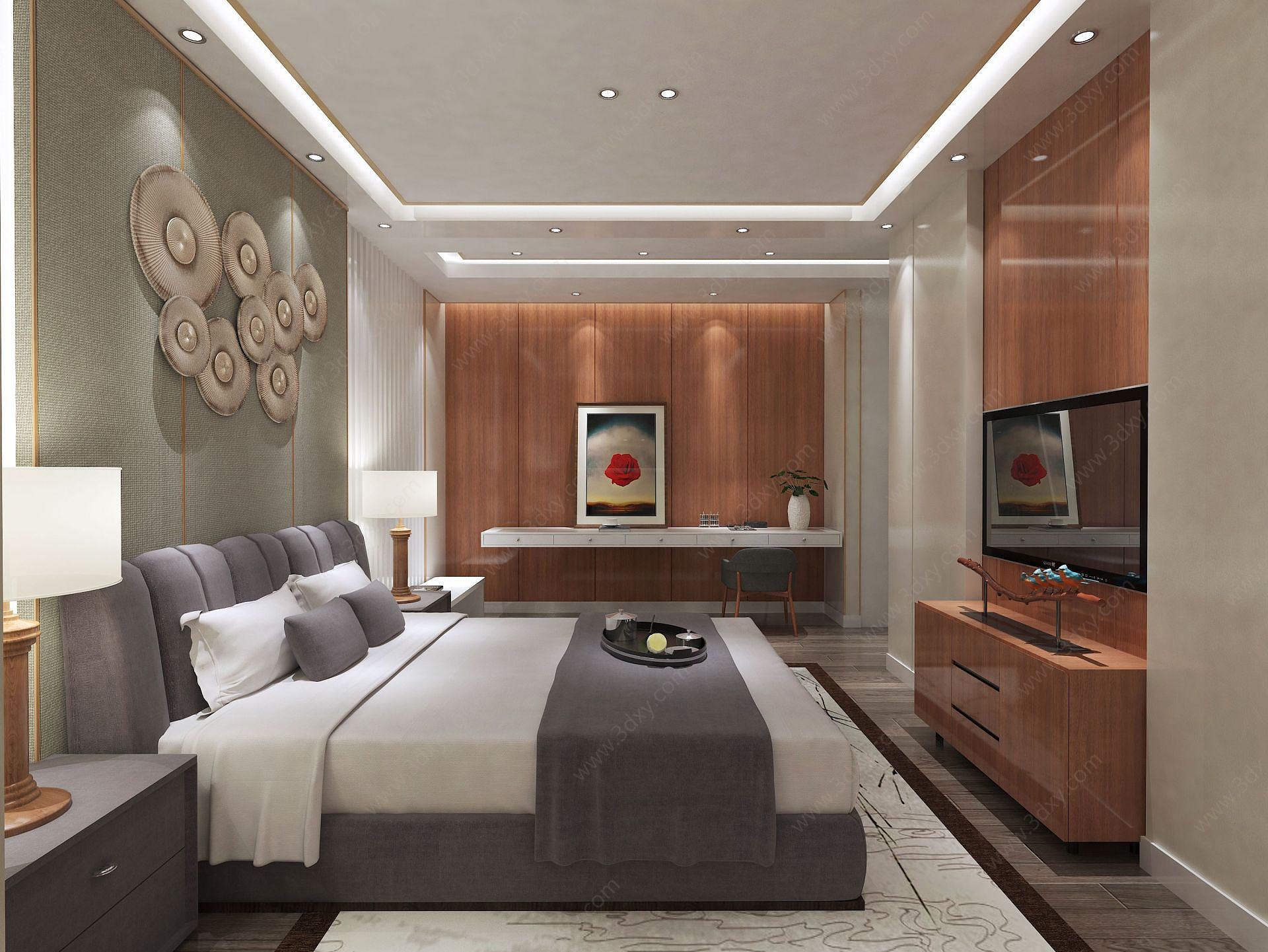 酒店客房标间大床房3D模型