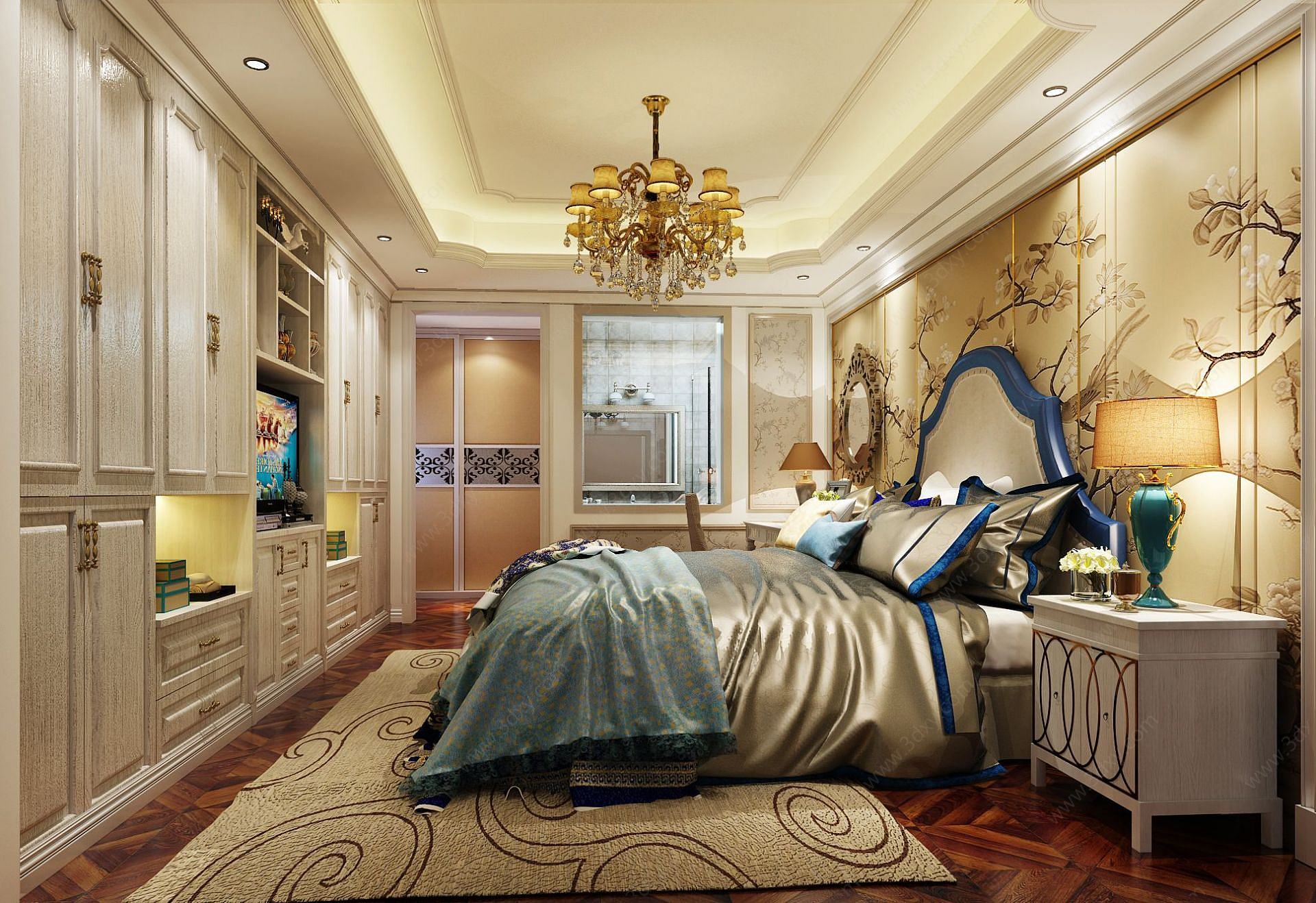 欧式金色主题卧室3D模型