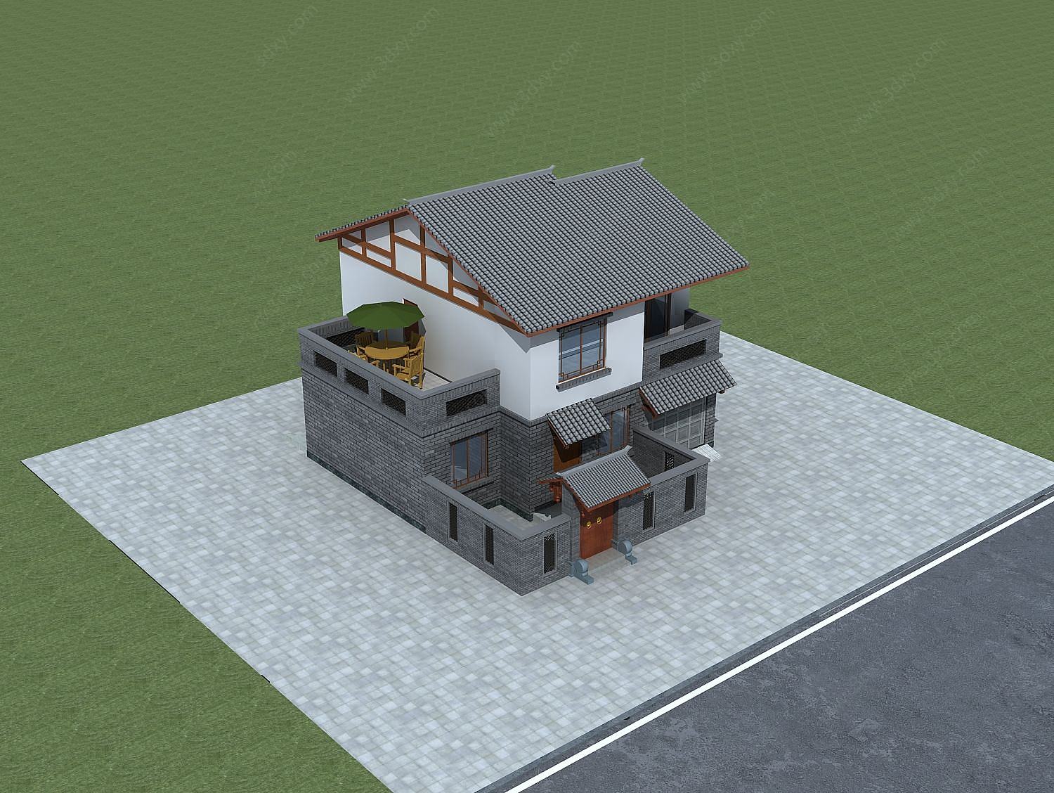 中式民居院落3D模型