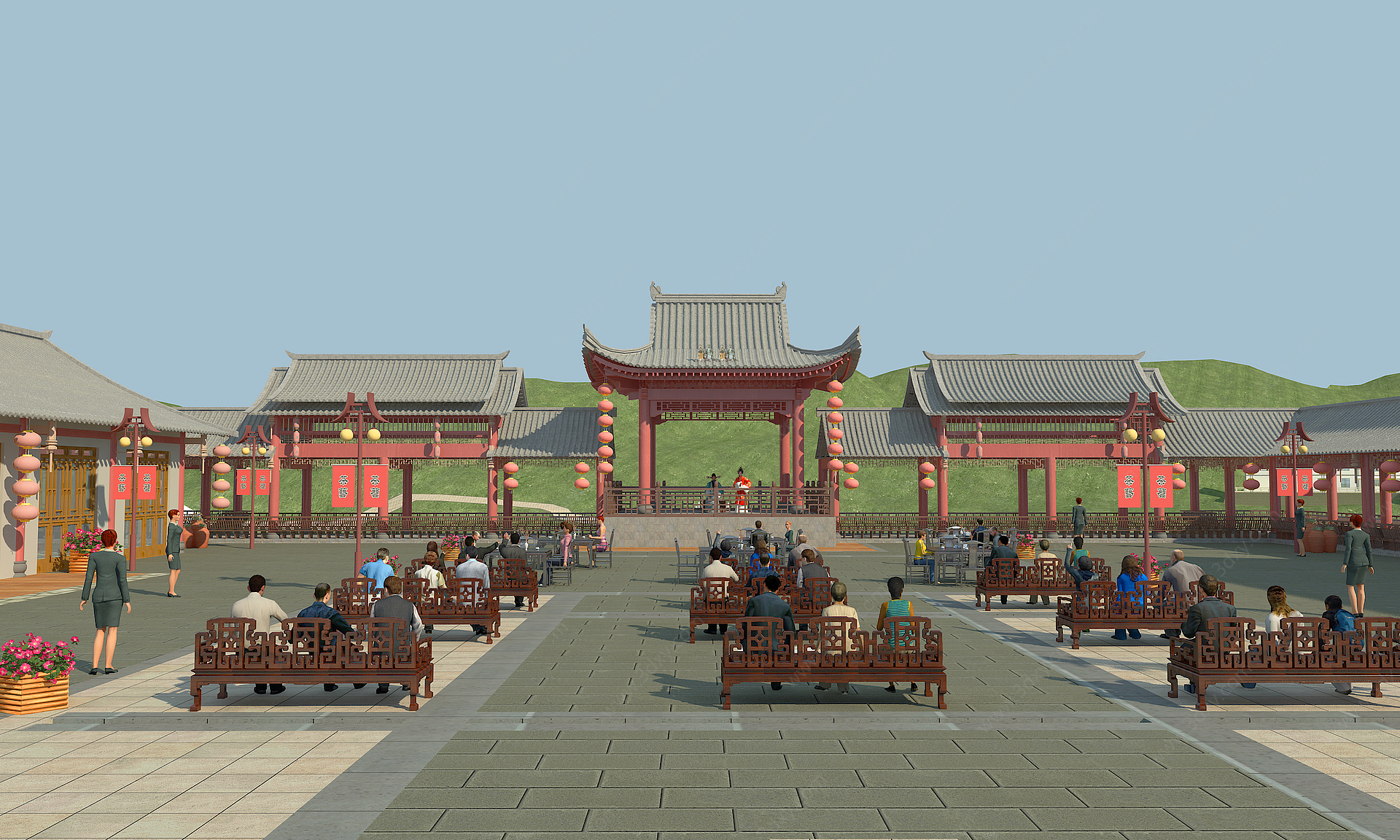 中式古建戏台3D模型