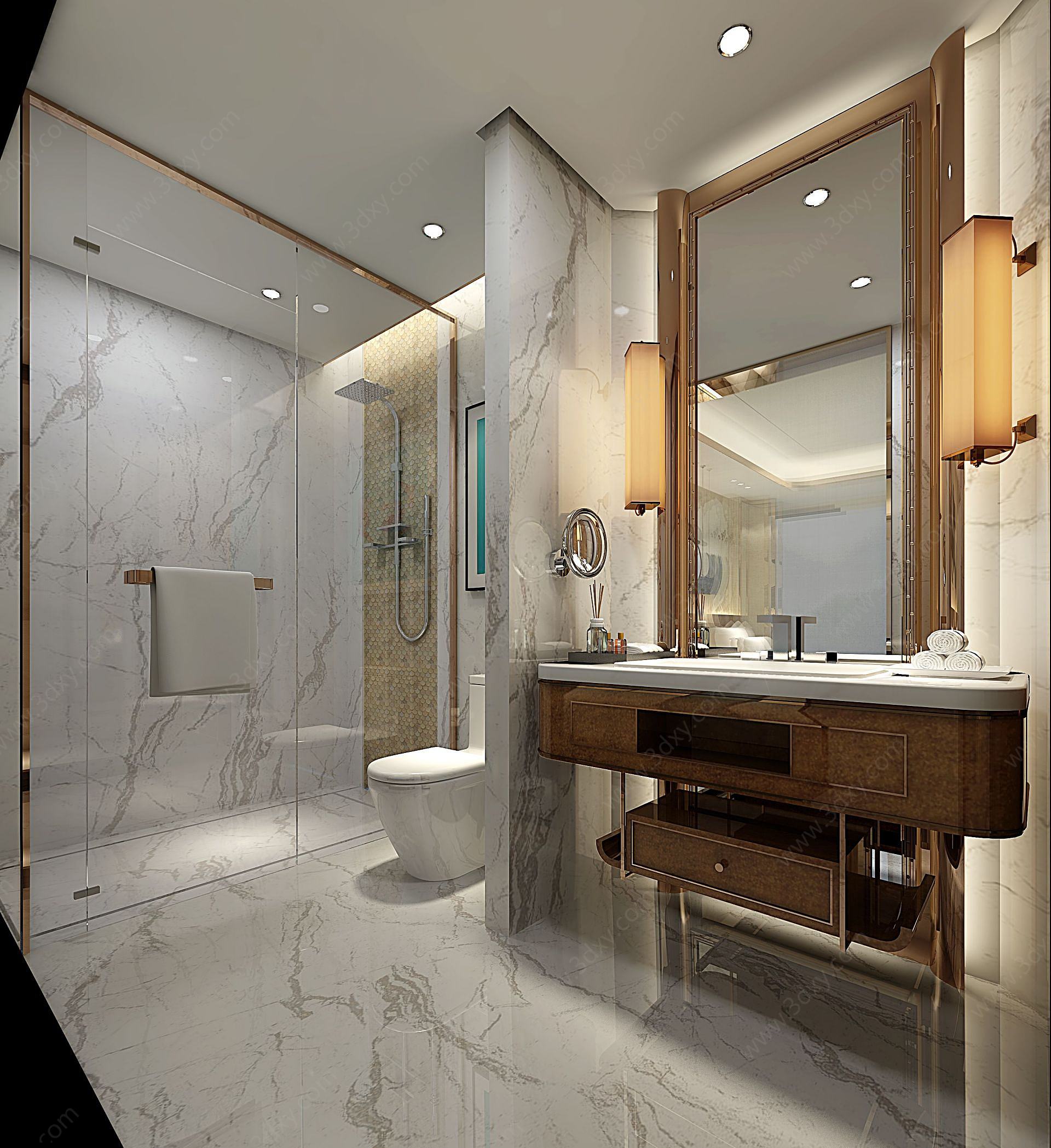 淋浴房洗手台卫生间3D模型