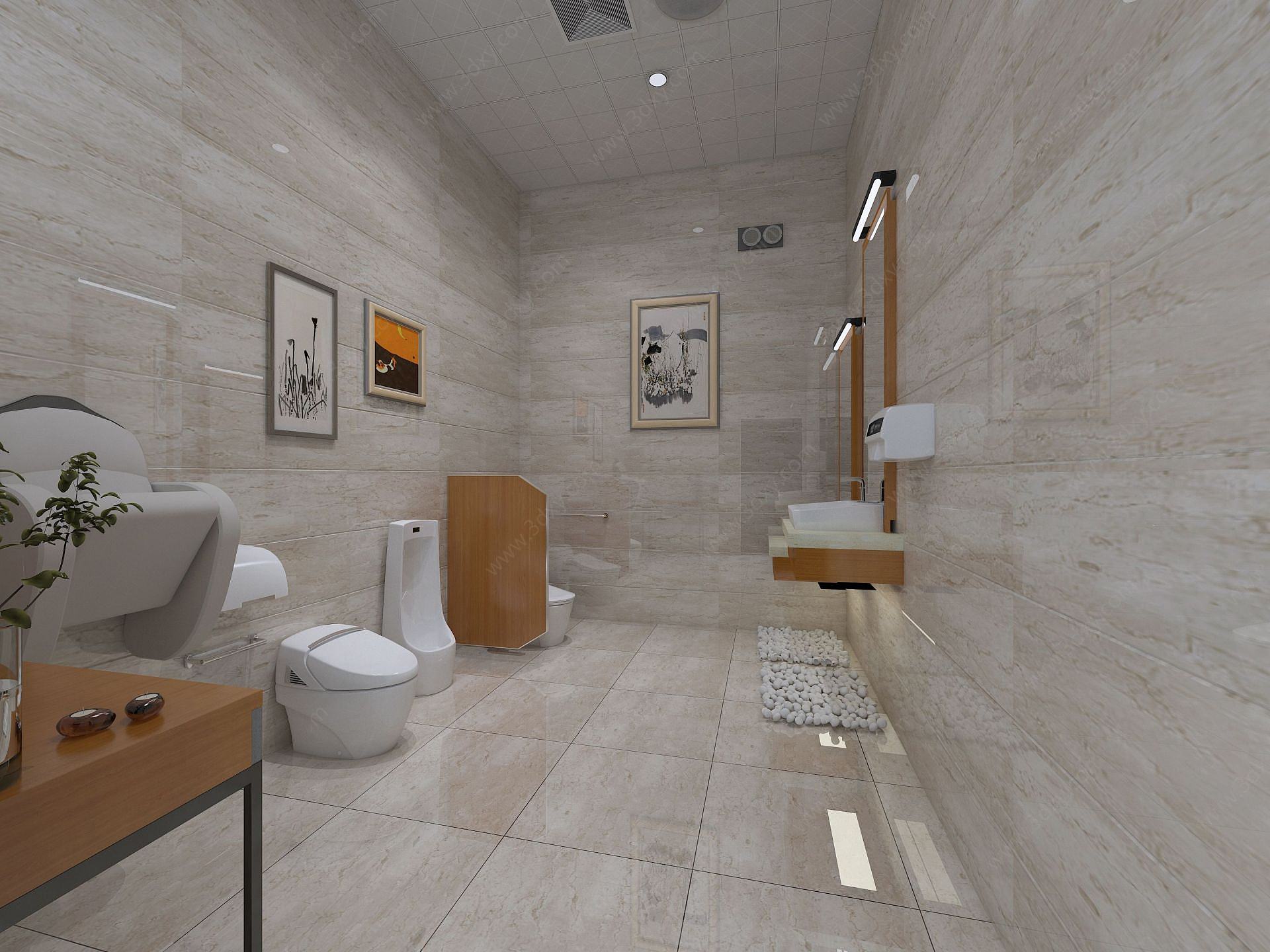 卫生间男厕3D模型