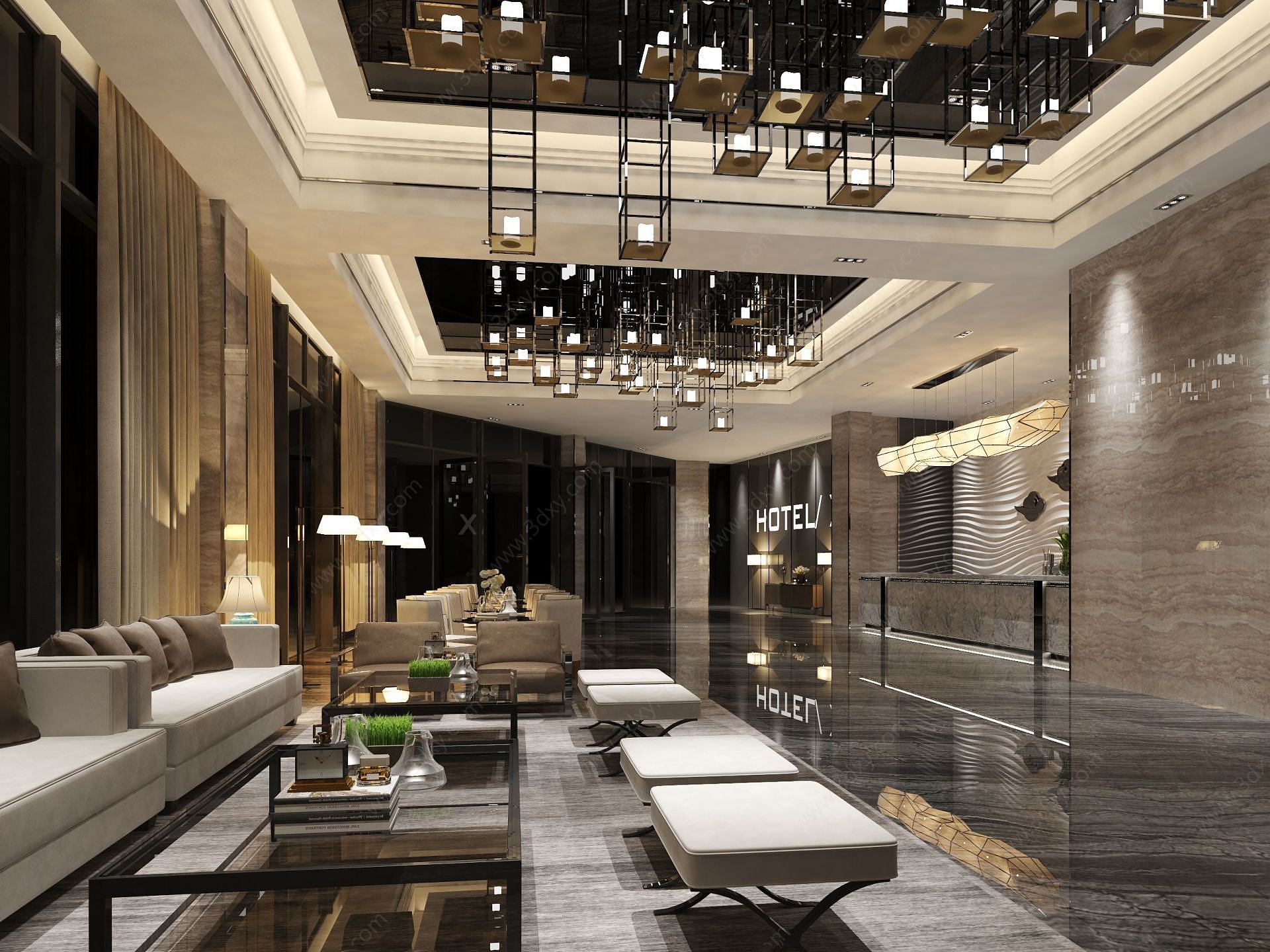 酒店大堂休息区3D模型