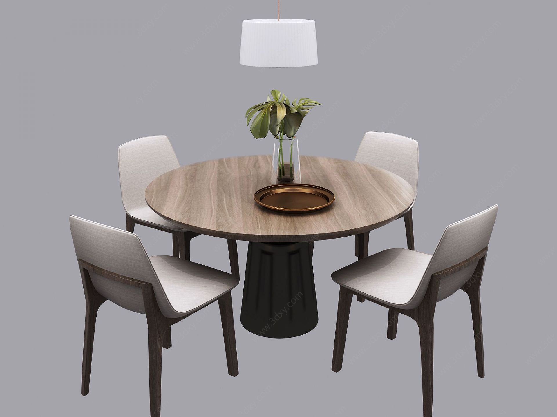北欧圆形餐桌椅3D模型
