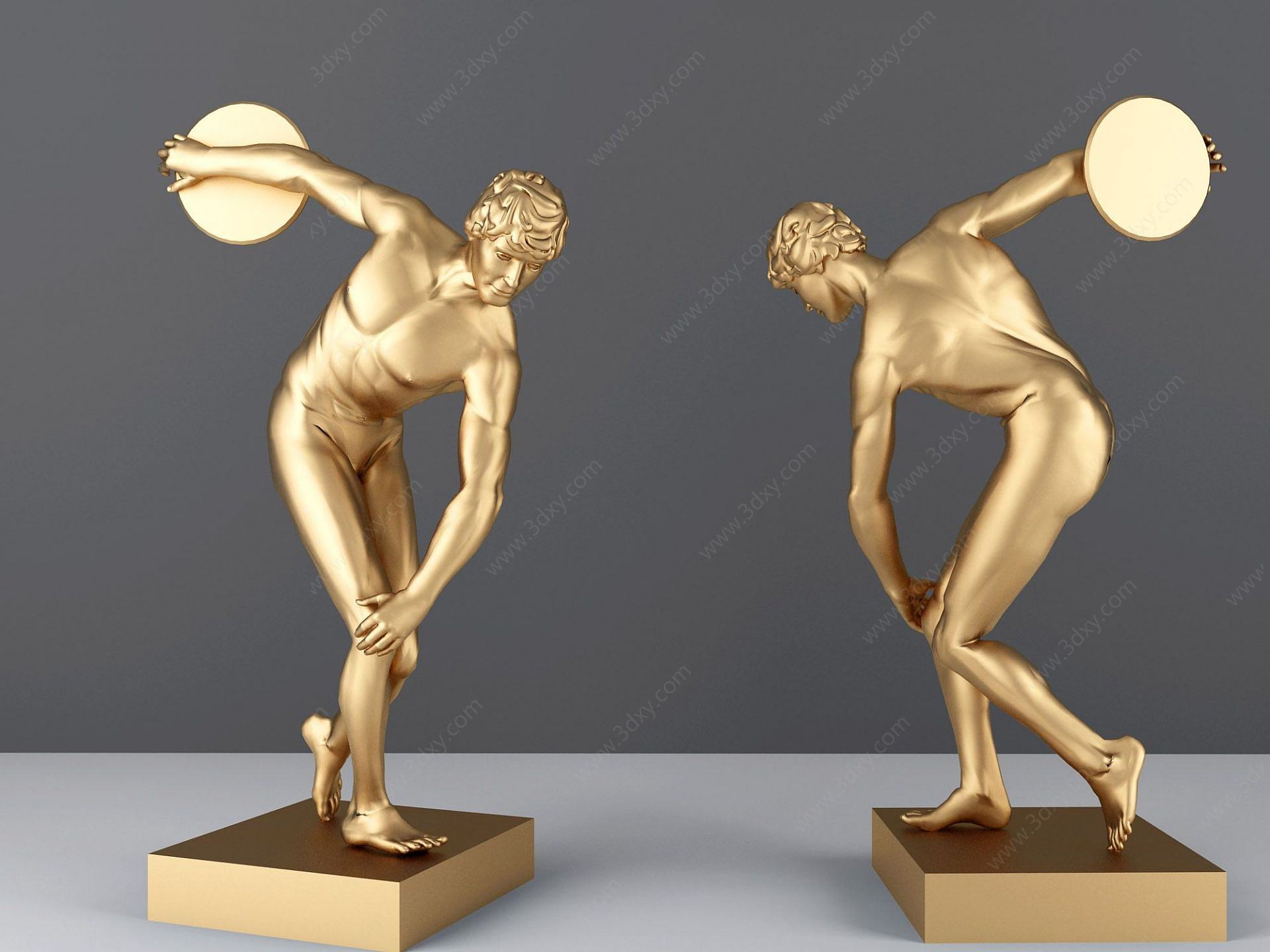 北欧运动员金属雕塑3D模型
