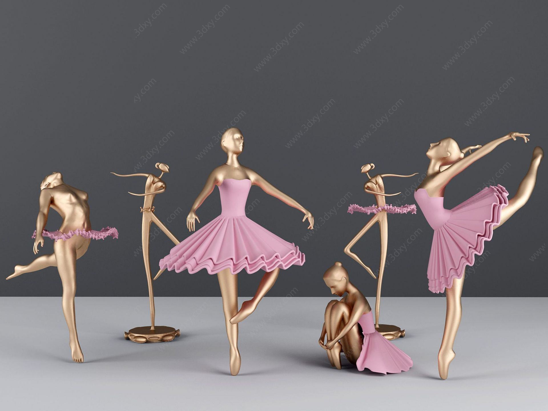 芭蕾女金属摆件3D模型