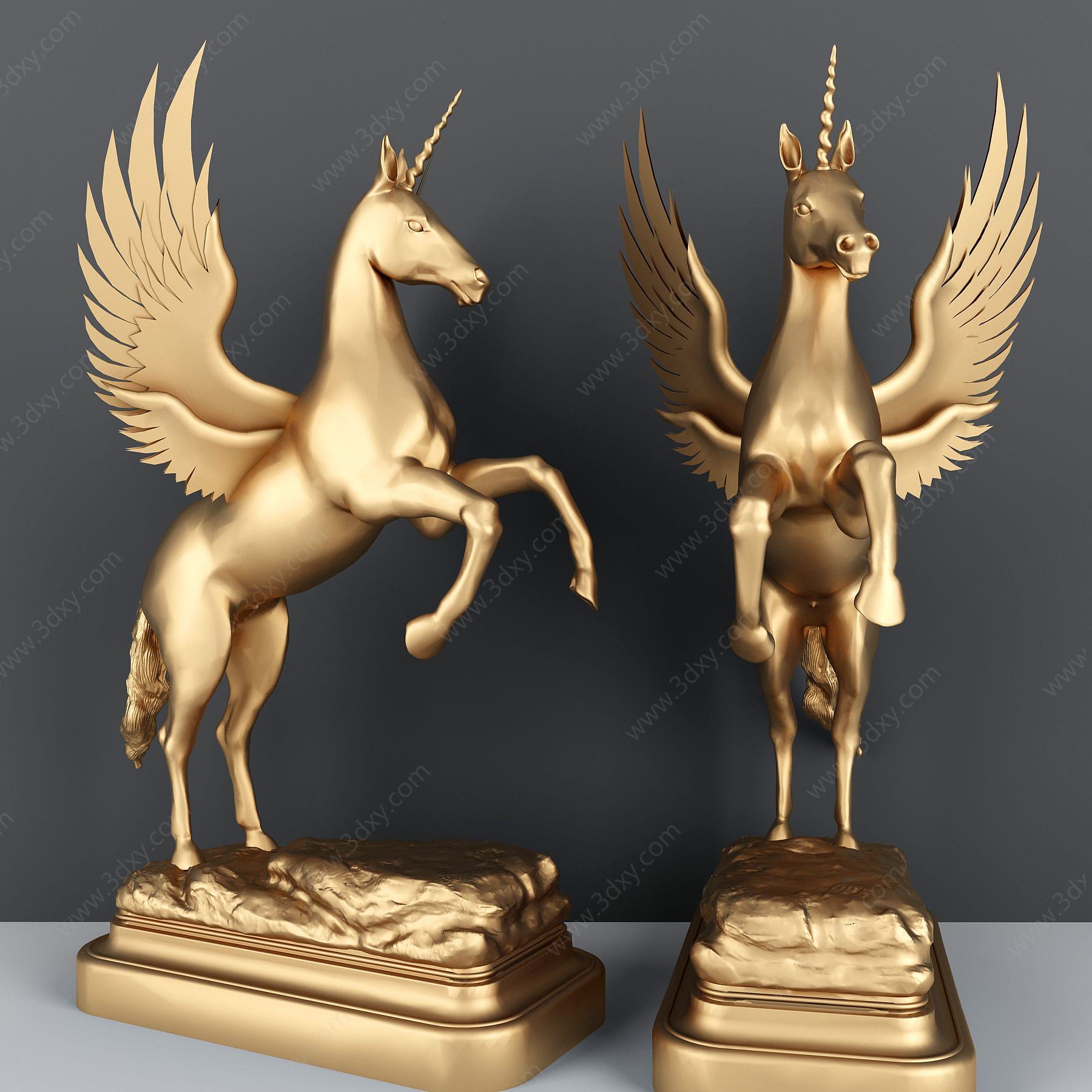飞马金属雕塑摆件3D模型