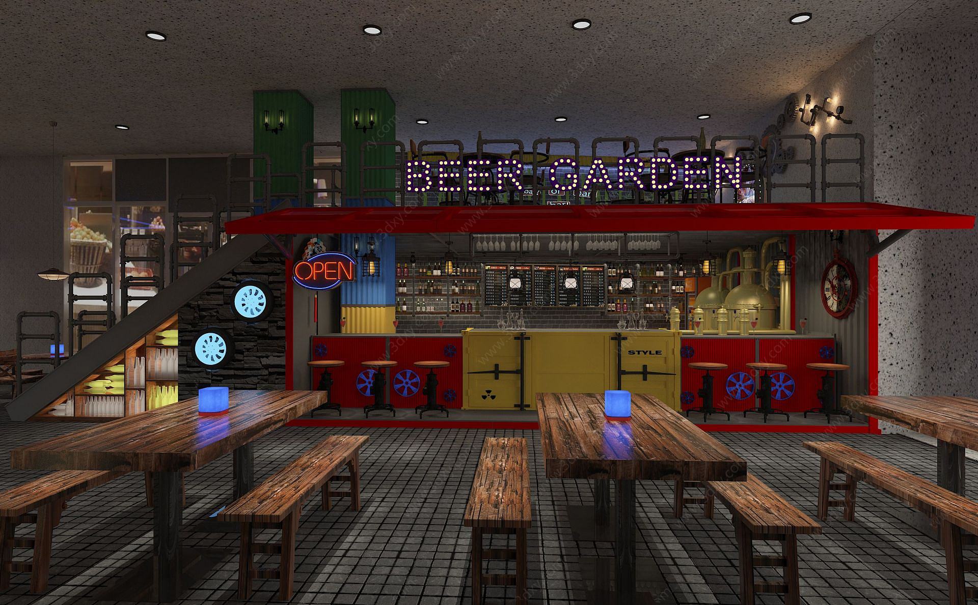 现代酒吧吧台3D模型