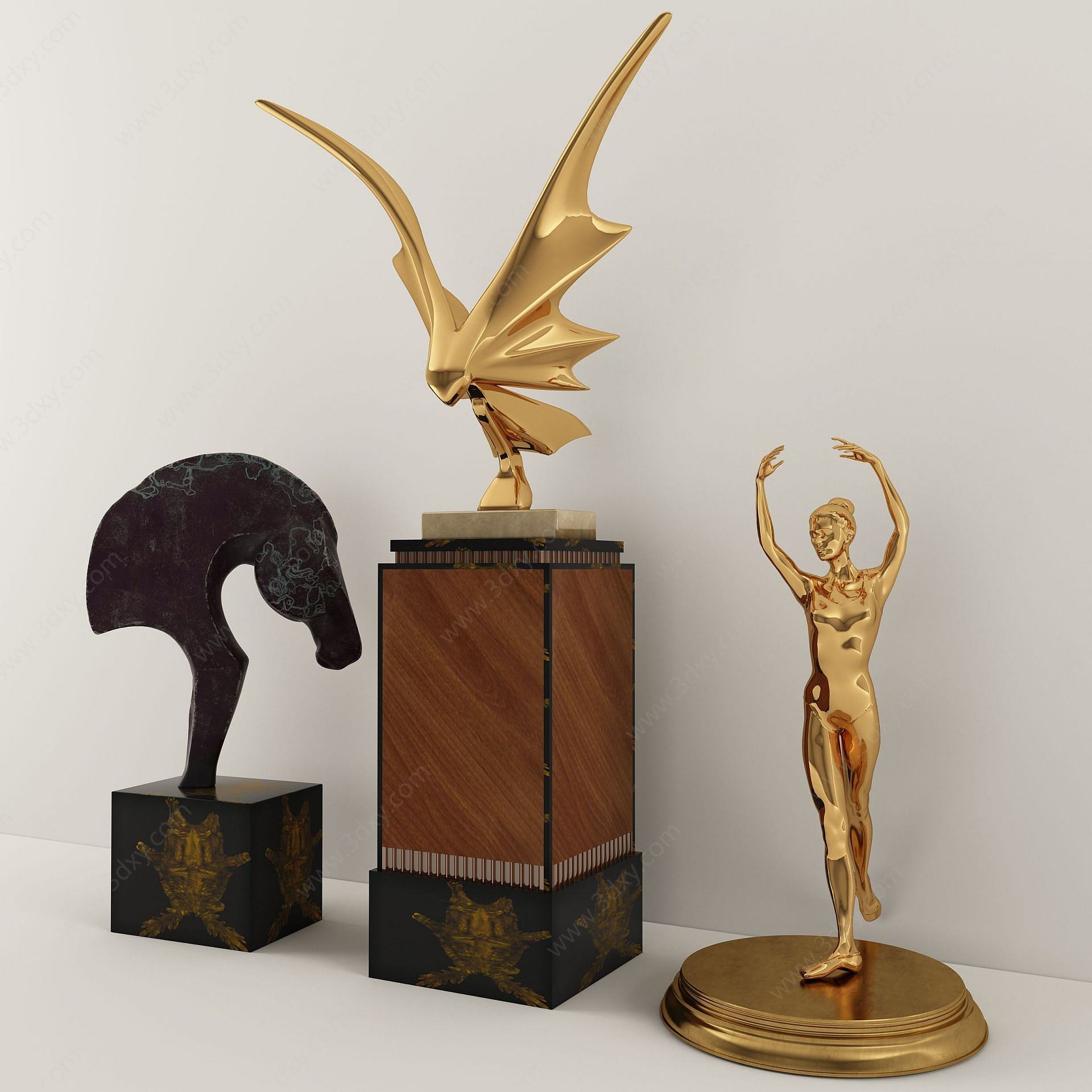 现代铜雕金属雕塑摆饰品3D模型