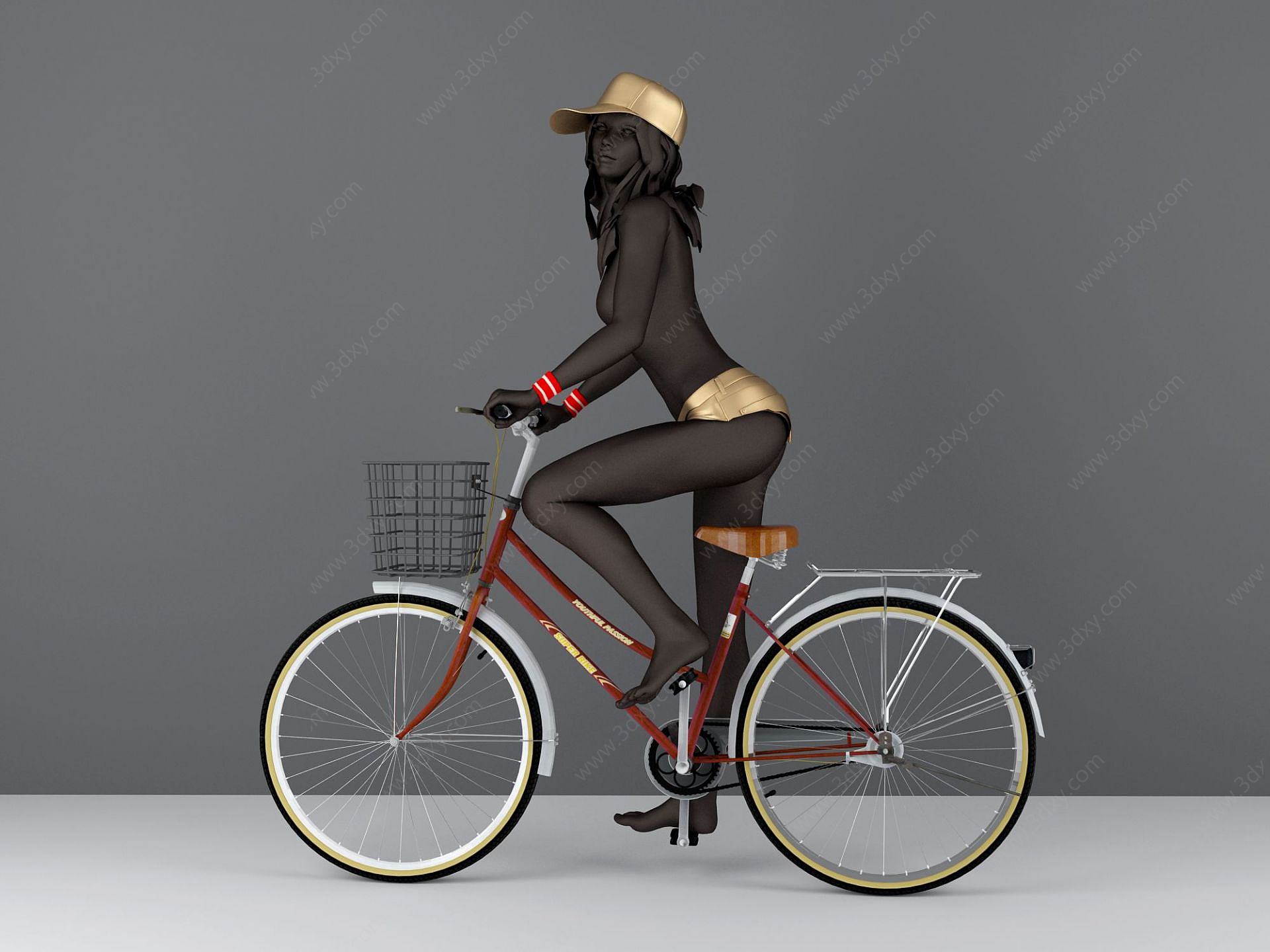 自行车美女装饰摆件3D模型