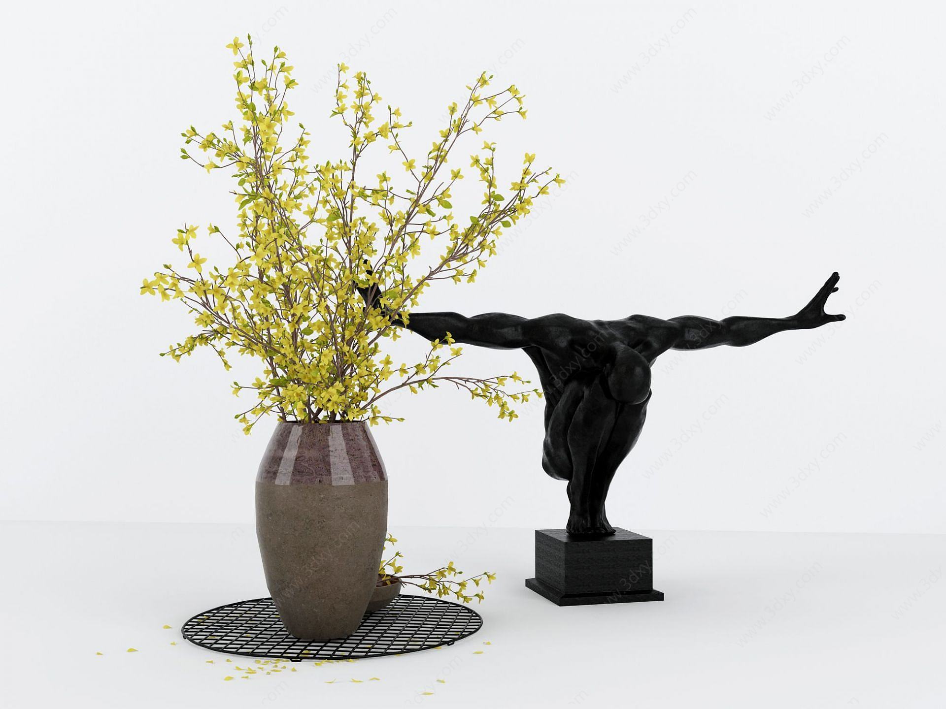 人与花儿摆件组合3D模型
