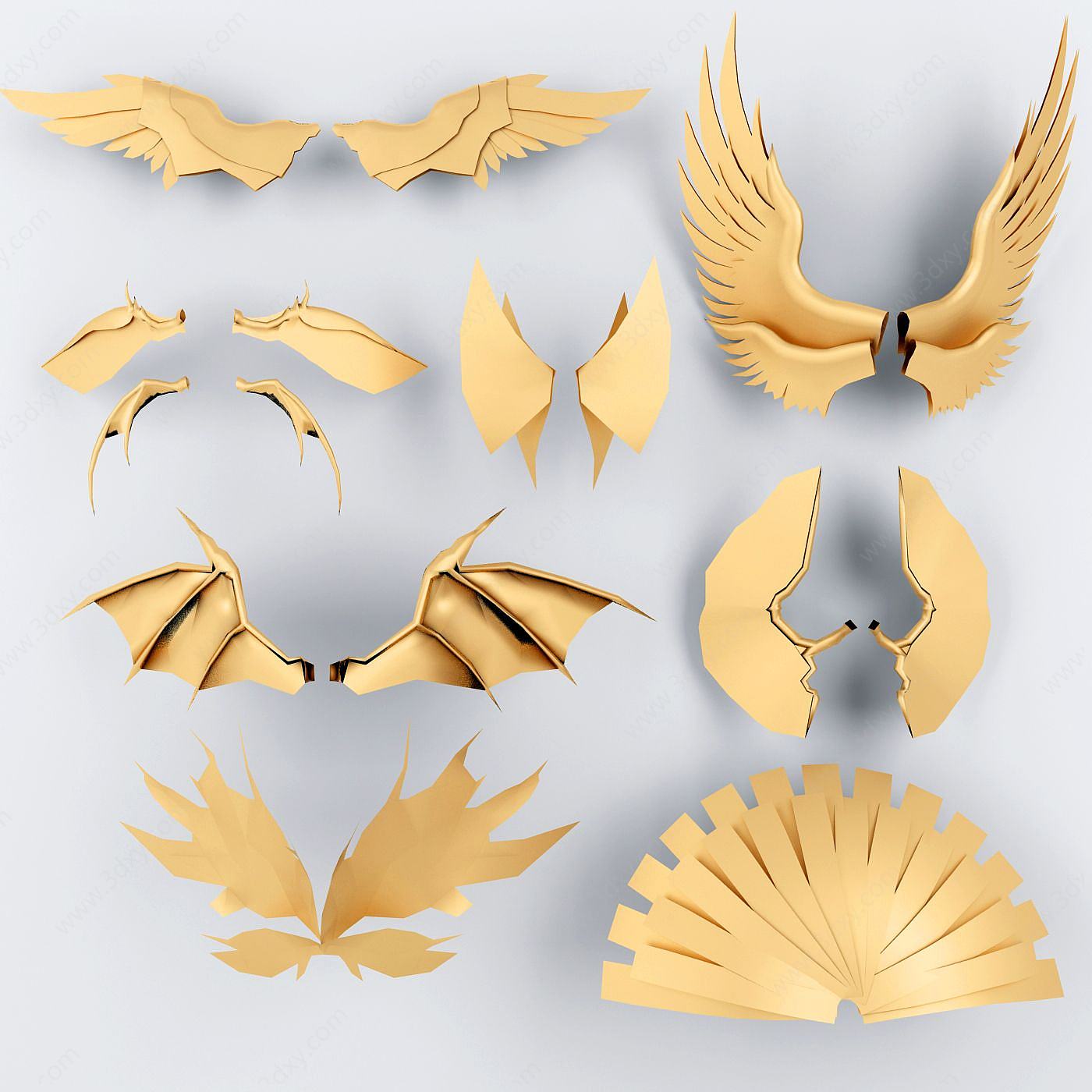 天使翅膀挂件摆件组合3D模型