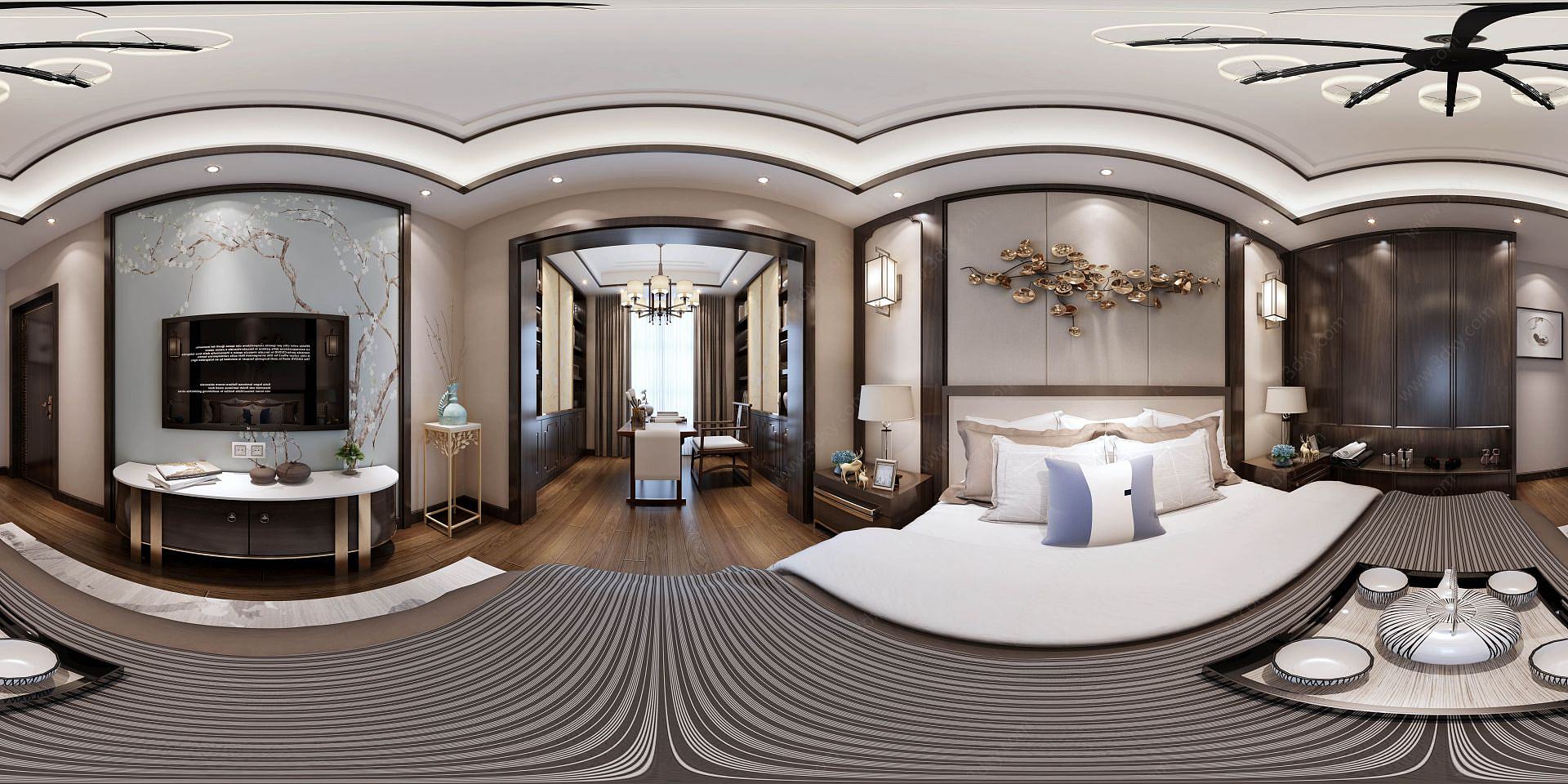 新中式风格卧室3D模型