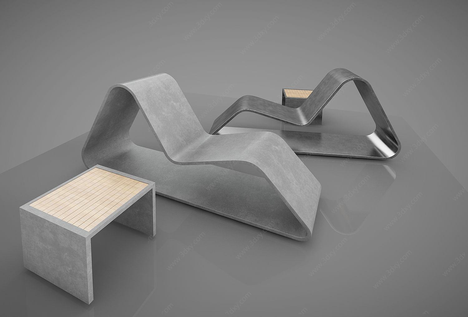 户外休息凳子钢板创意椅子3D模型