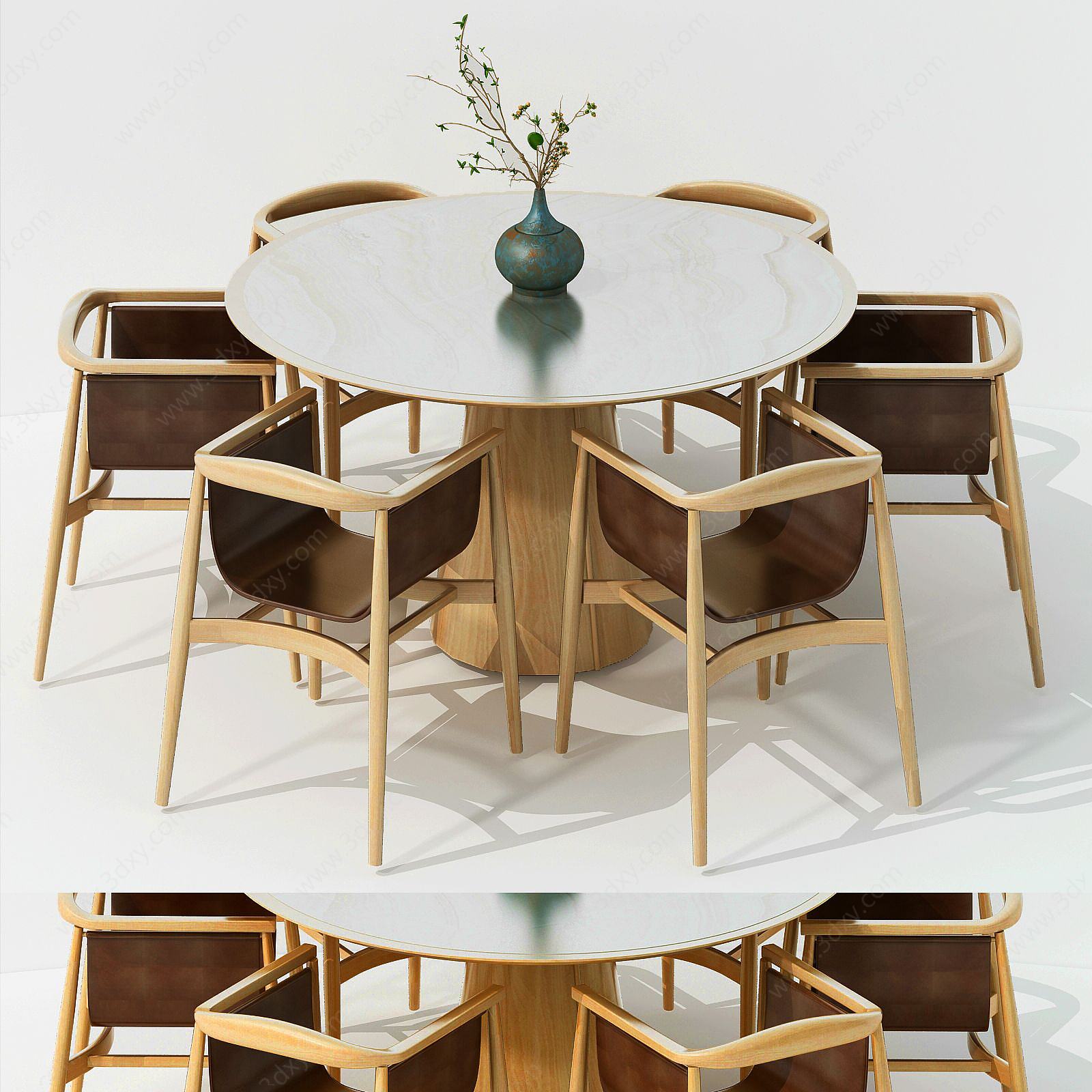 现代时尚大气圆桌椅组合3D模型