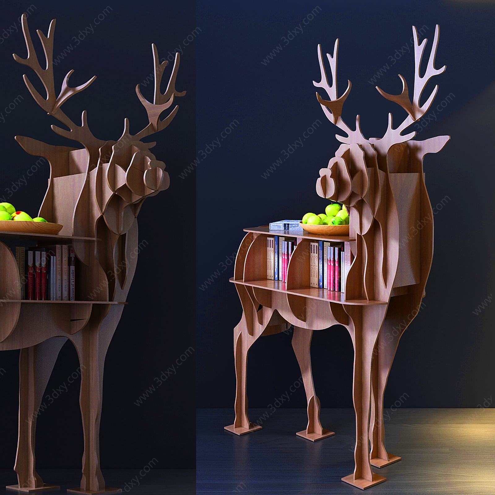 现代小鹿摆件柜3D模型
