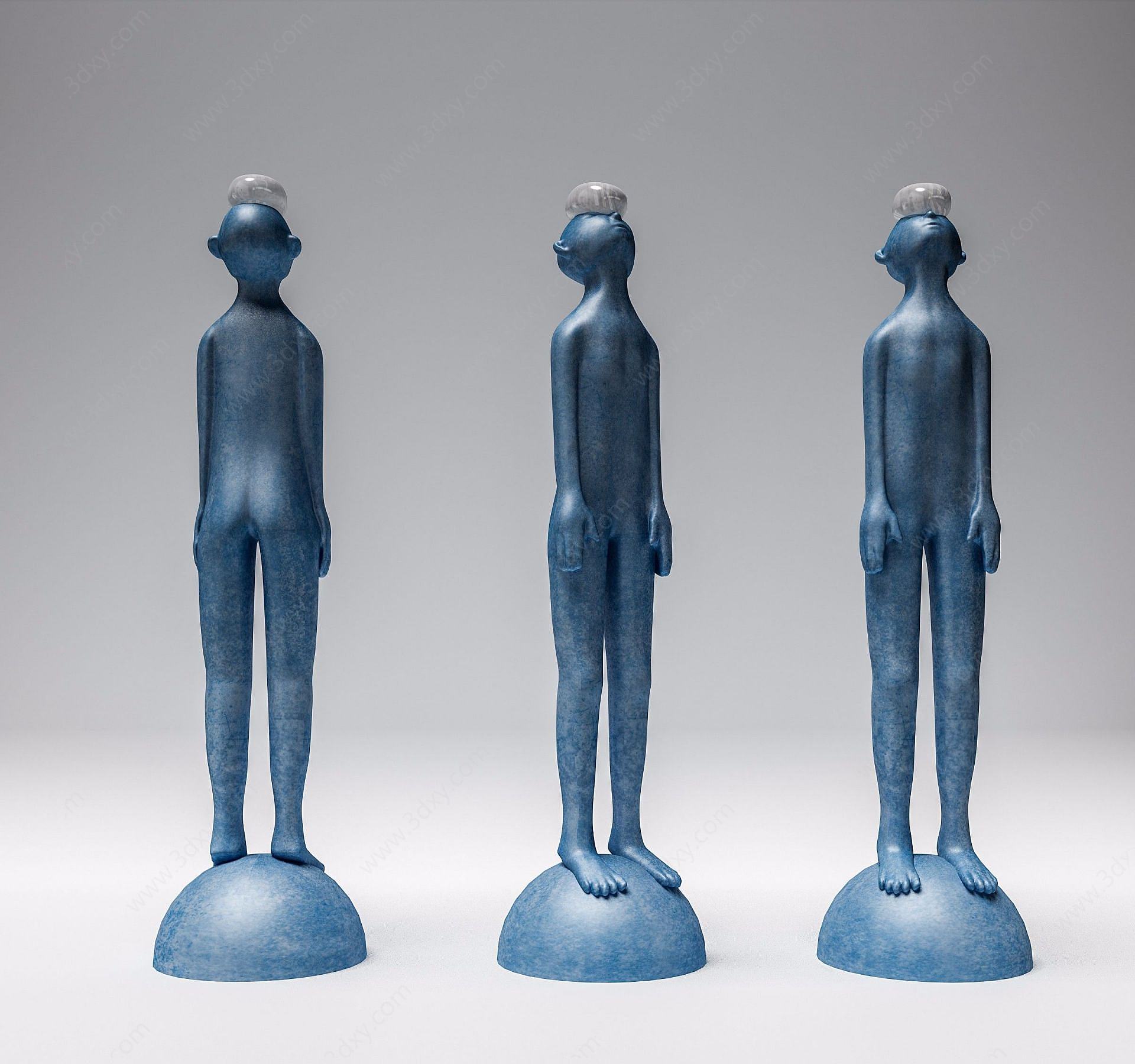 人物雕塑摆件组合3D模型