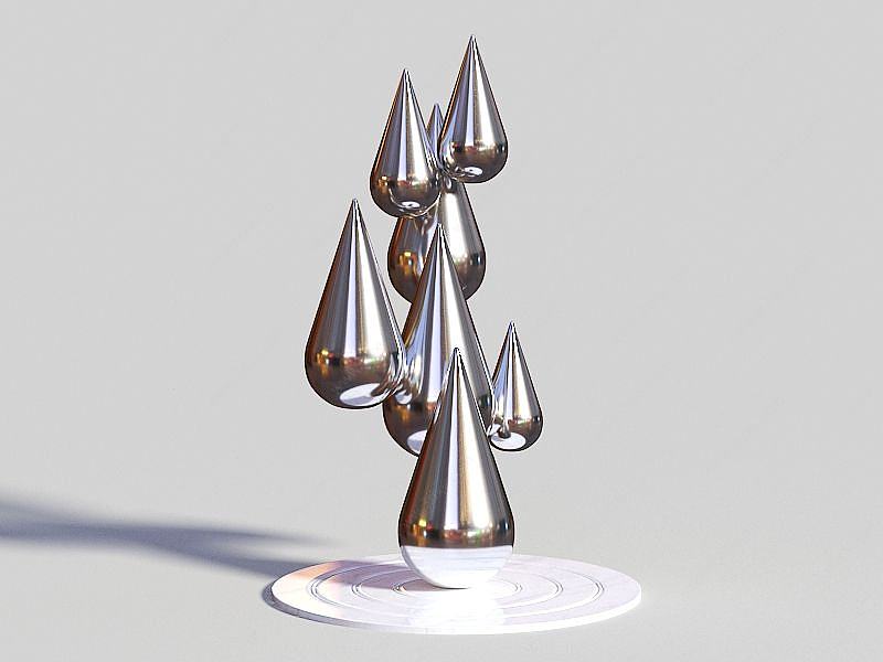 水滴组合金属摆件3D模型