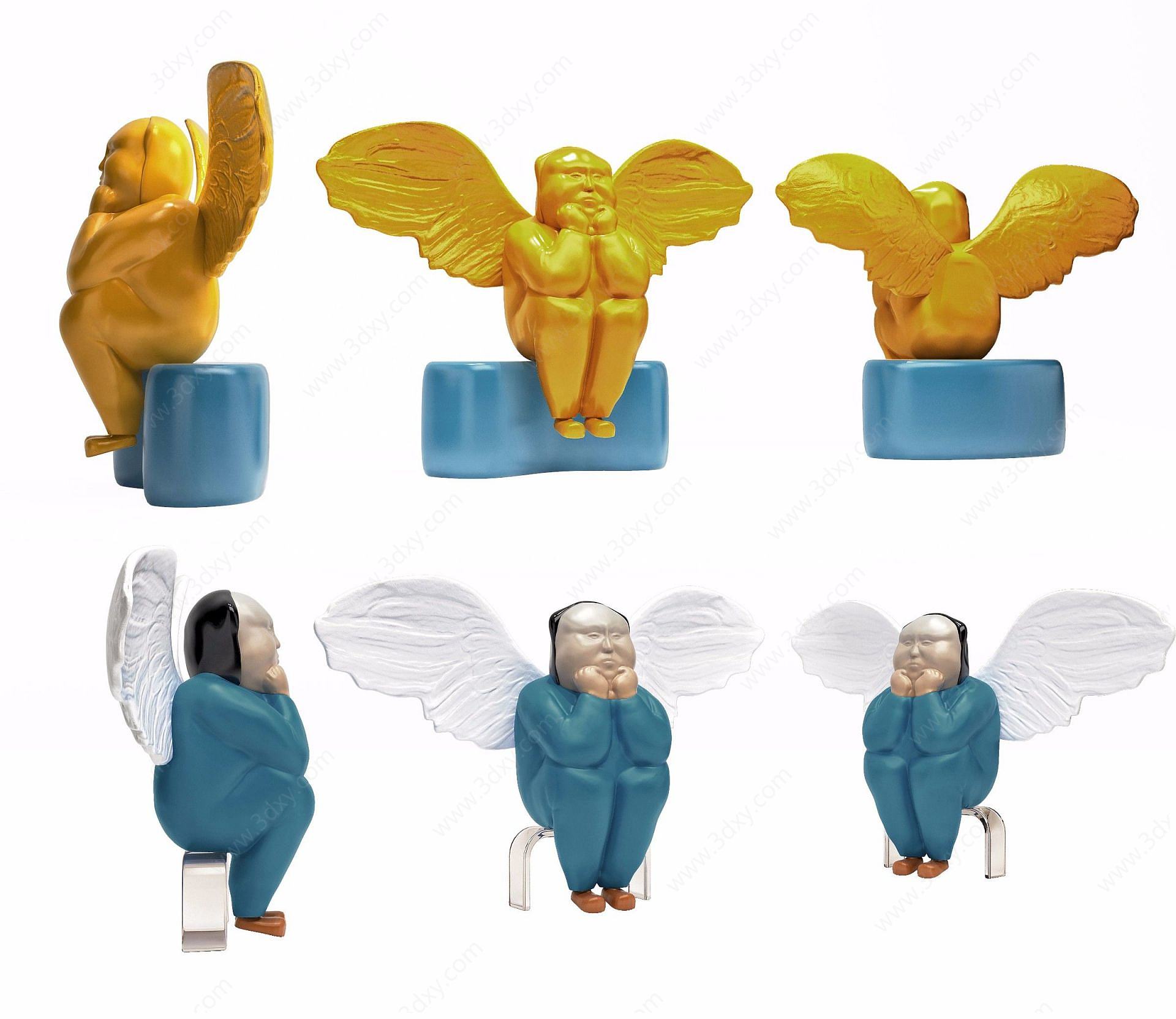 胖天使摆件组合3D模型