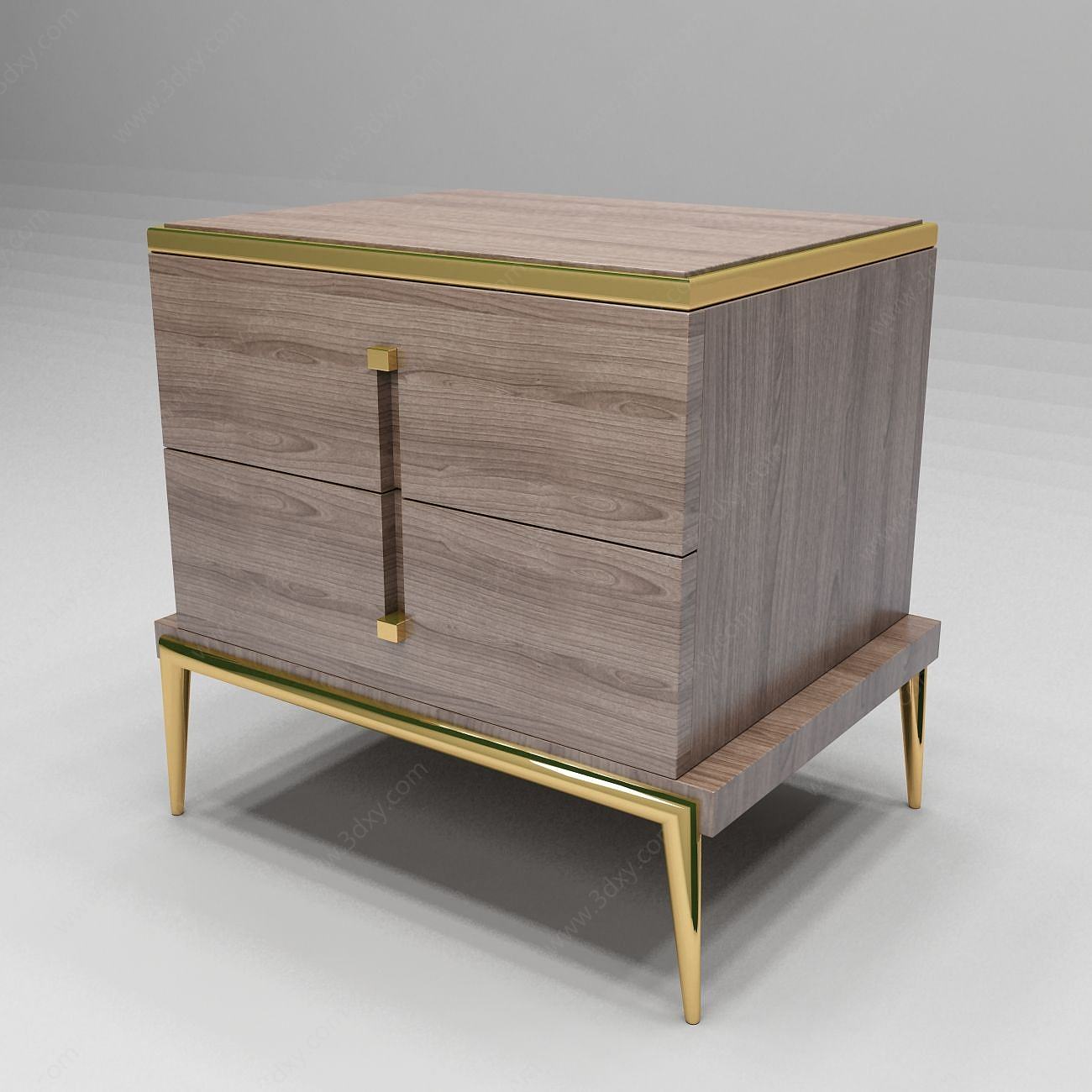 实木床头柜3D模型