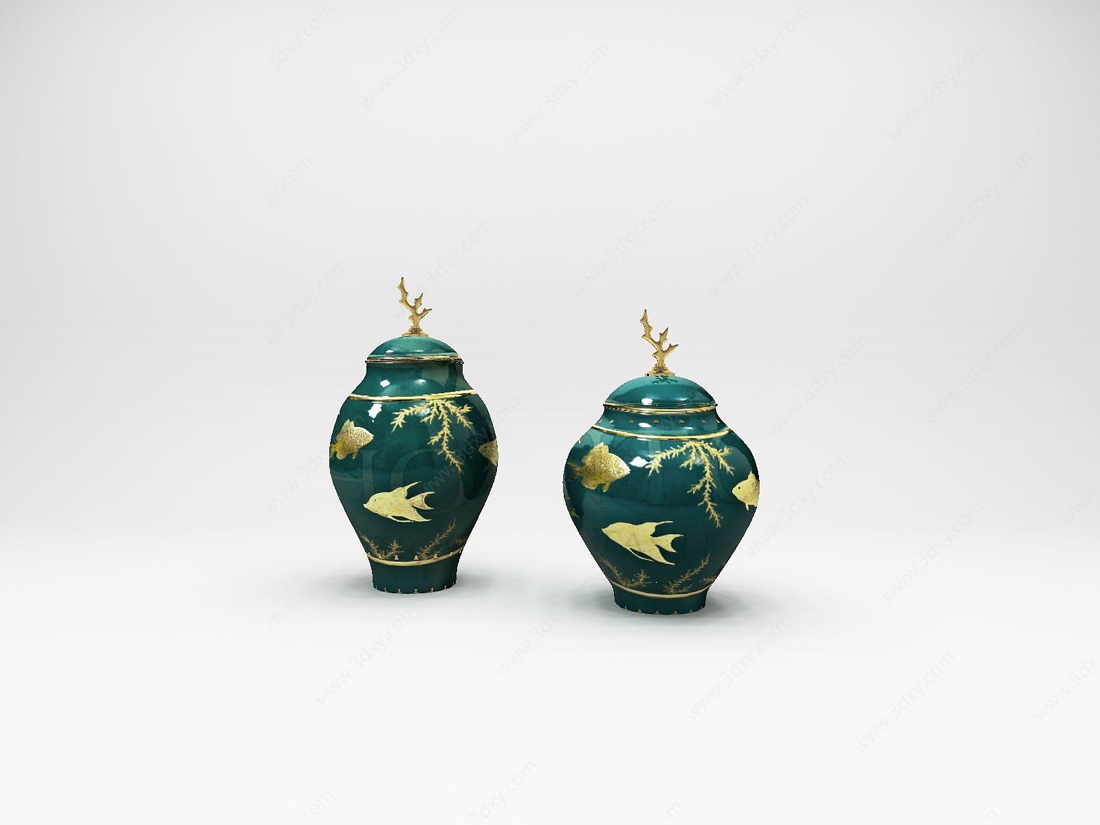 陶瓷珐琅花瓶摆件3D模型