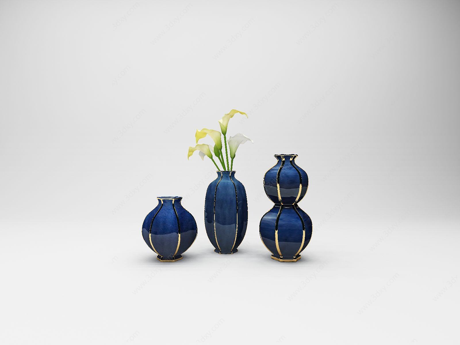 现代花瓶组合摆件3D模型