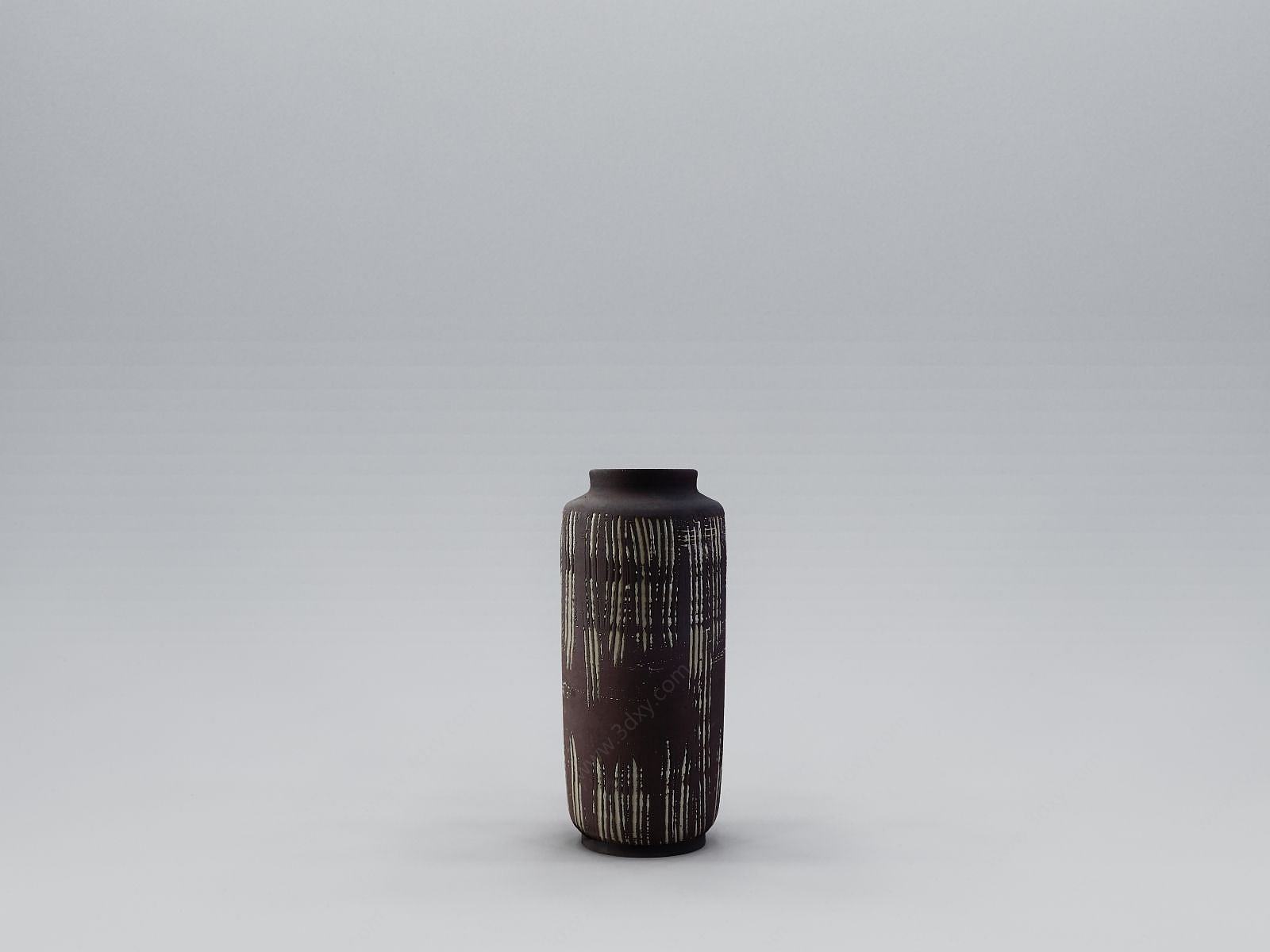 棕色陶瓷花瓶摆件3D模型