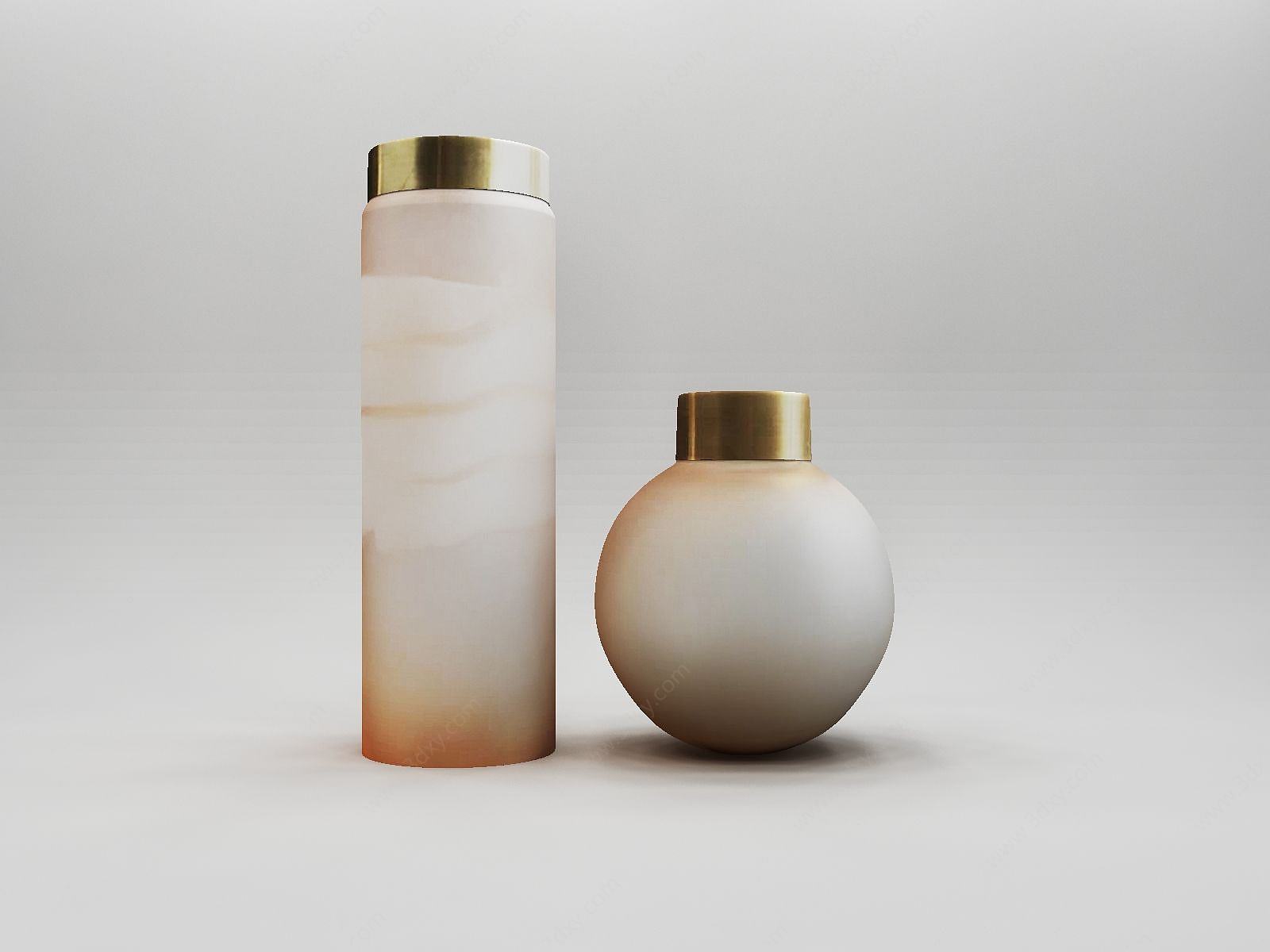 陶瓷瓶金属盖摆件组合3D模型