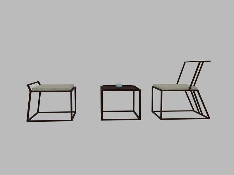 新中式家具茶几沙发椅3D模型