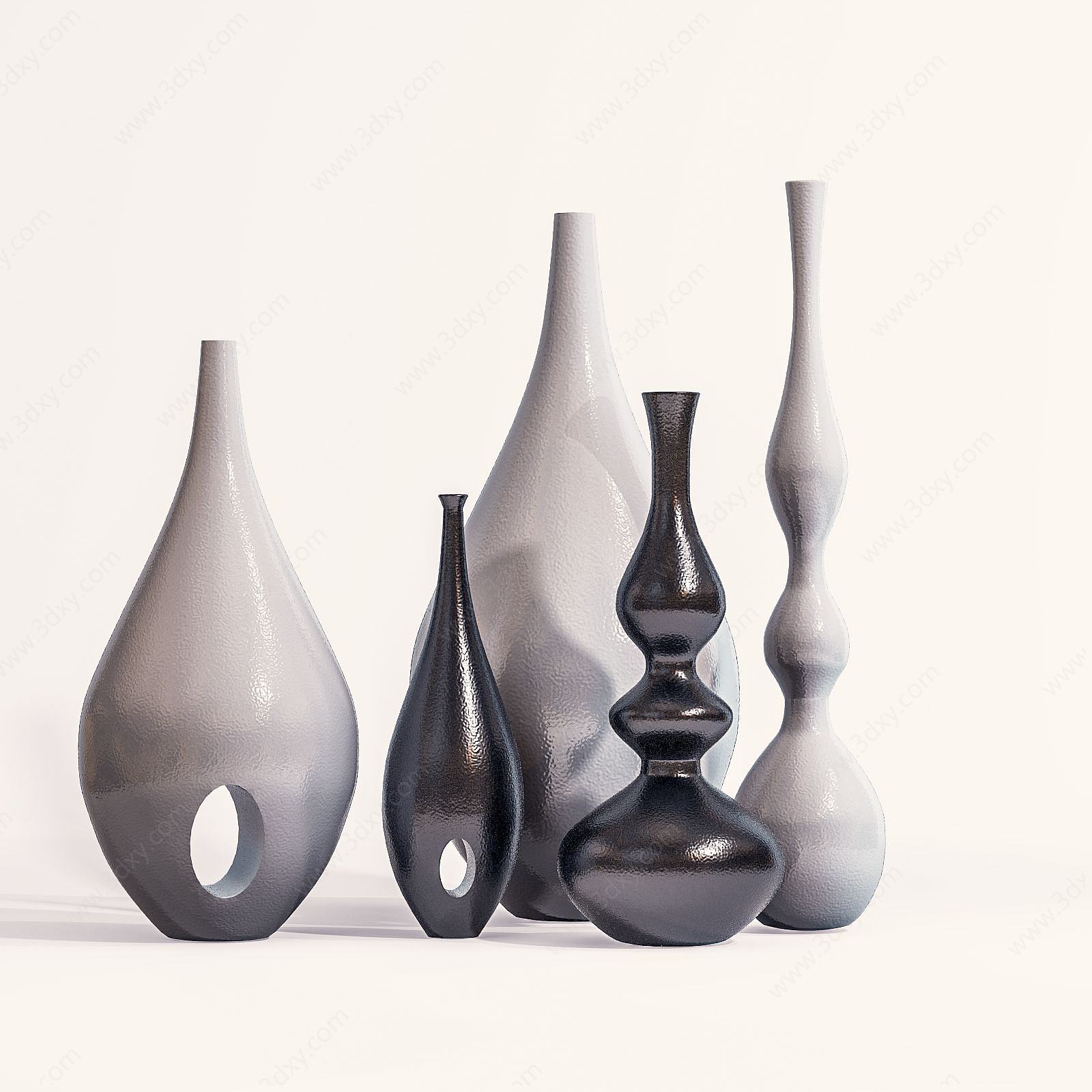 现代陶瓷瓶罐摆设3D模型