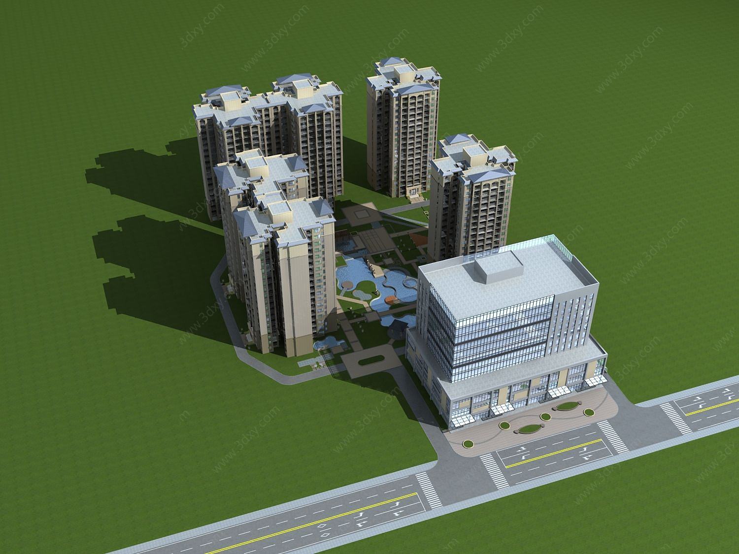 高层住宅小区3D模型
