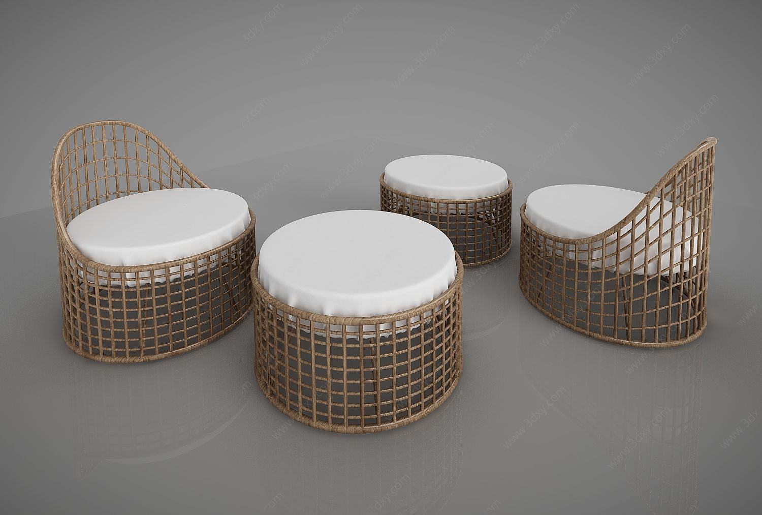 简约竹编椅子3D模型