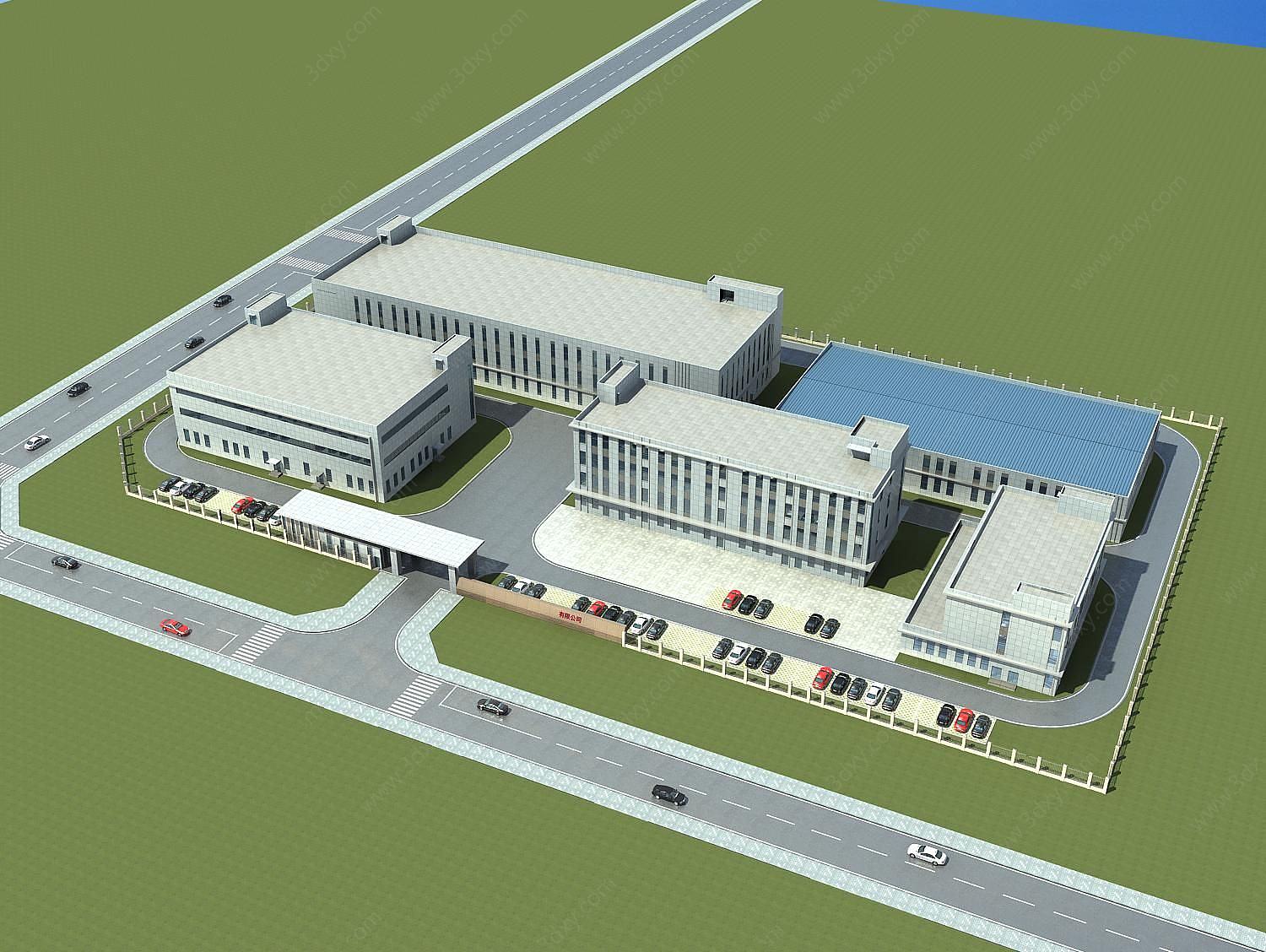 现代厂房办公楼3D模型